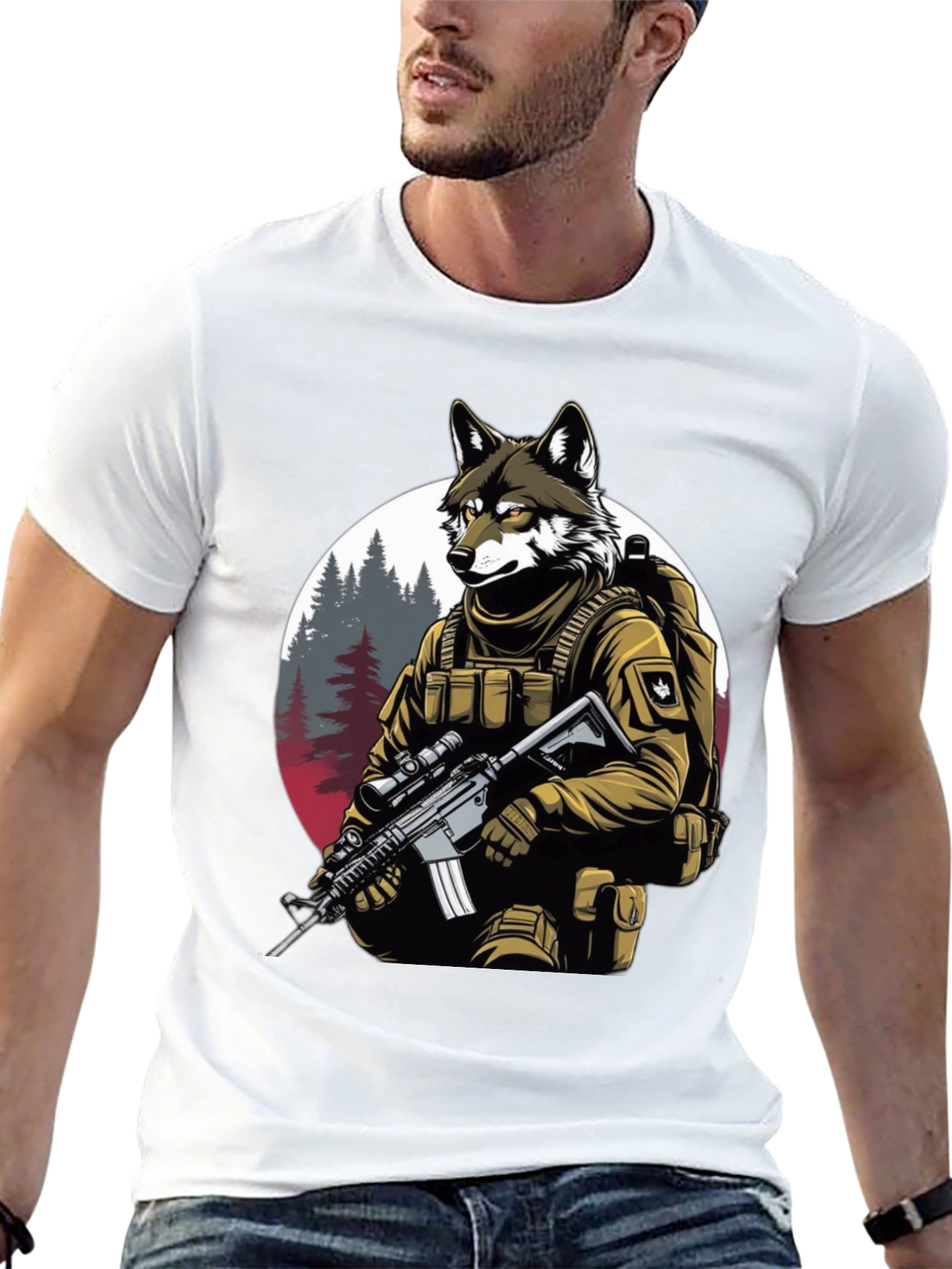 Wolf Soldier Graphic Tee - Tactical Style