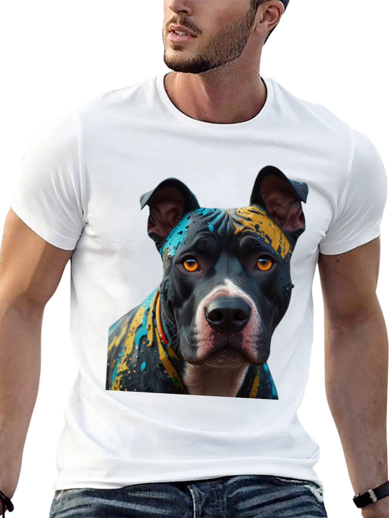 Pitbull Dog T-Shirt - Abstract Art Print