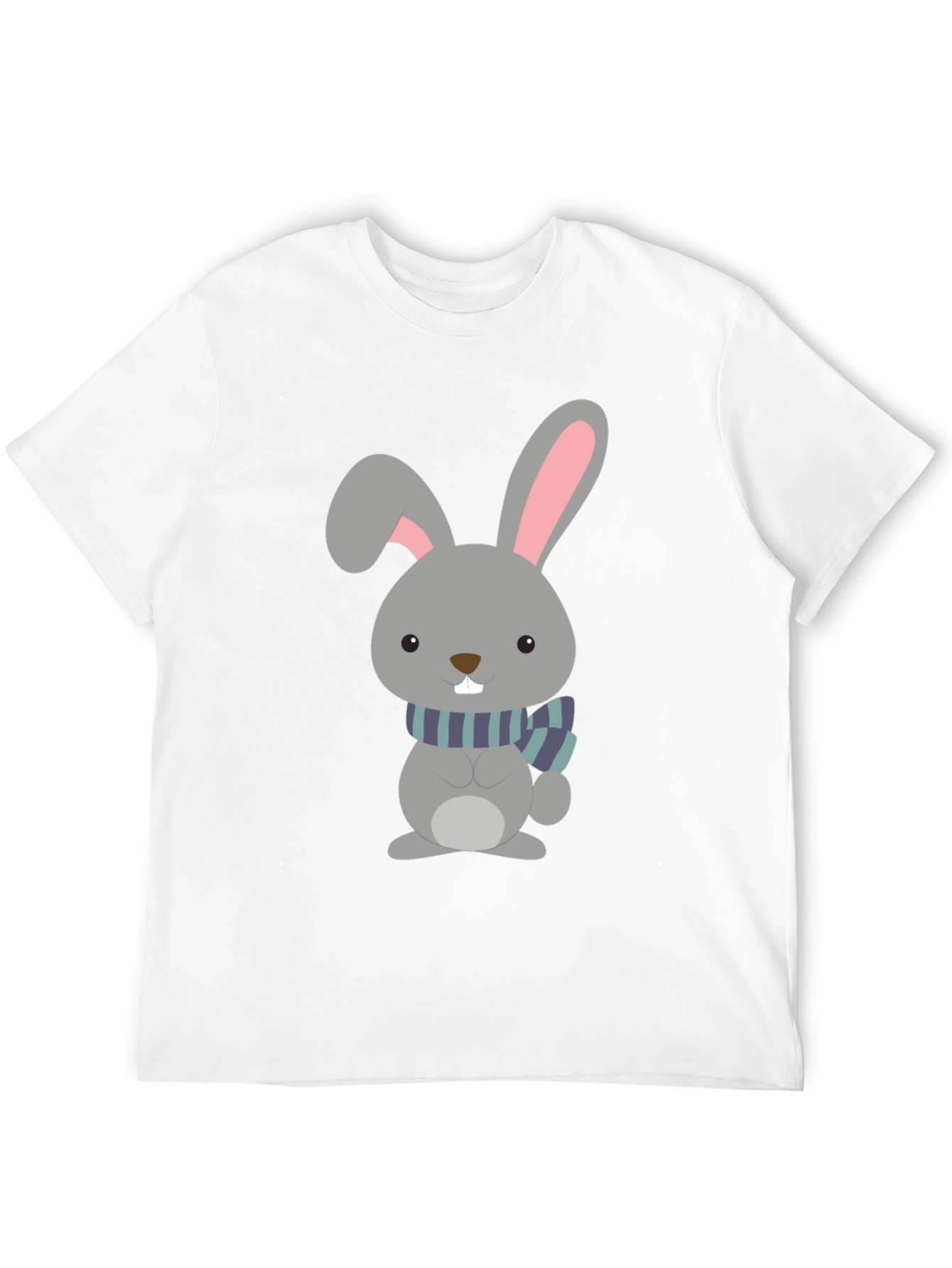 Cute Cartoon Rabbit Graphic Tee - Unisex Black T-Shirt