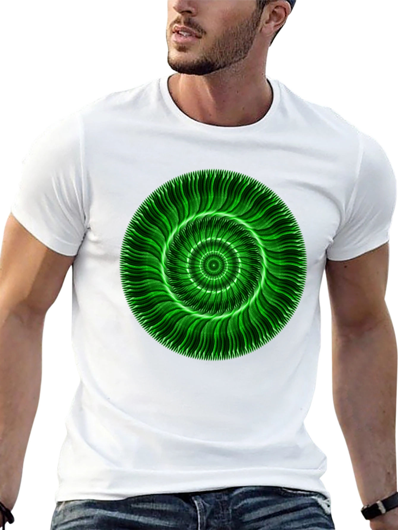 Abstract Green Swirl Graphic T-Shirt