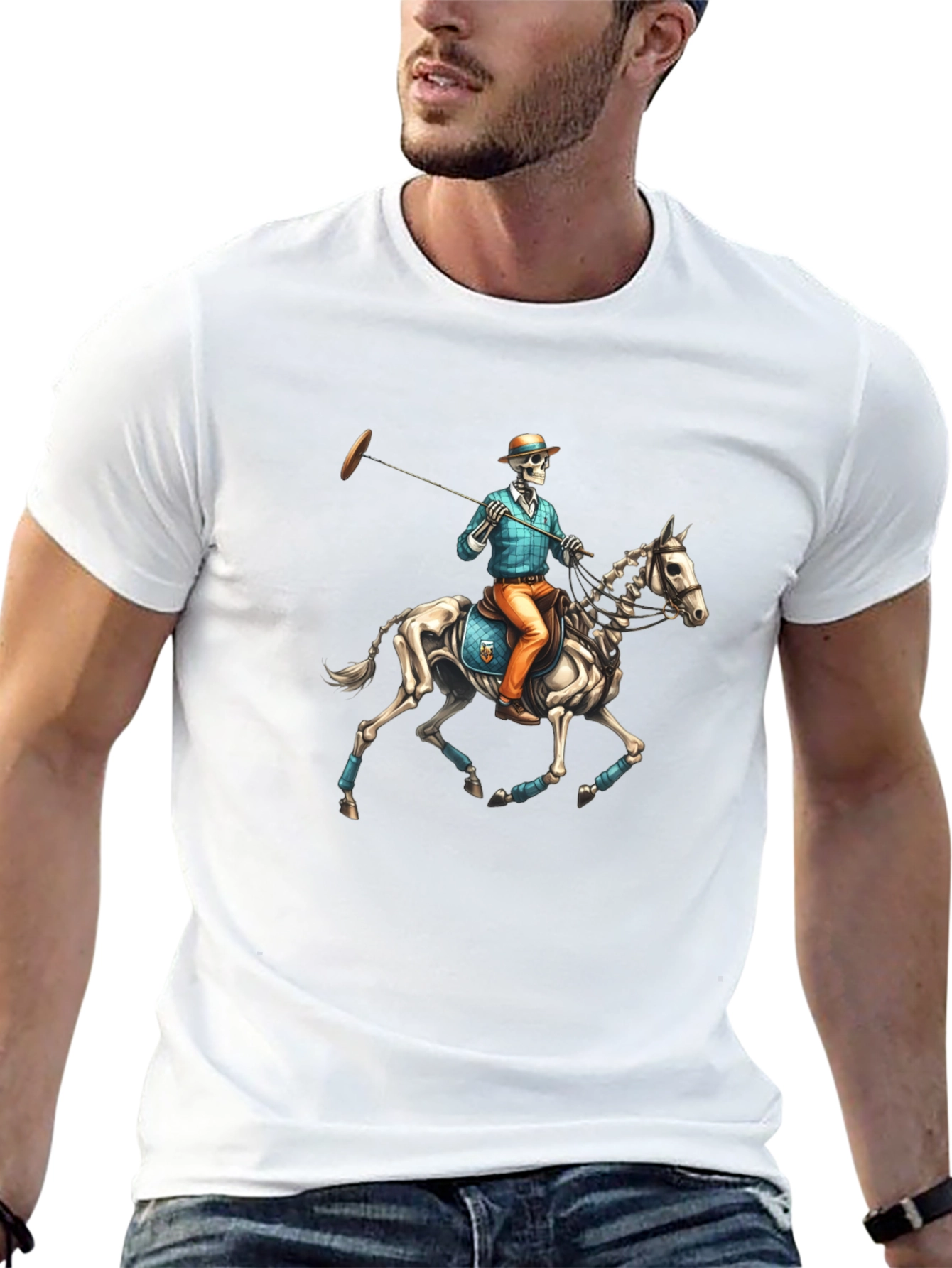 Skeleton Polo Player Graphic Tee
