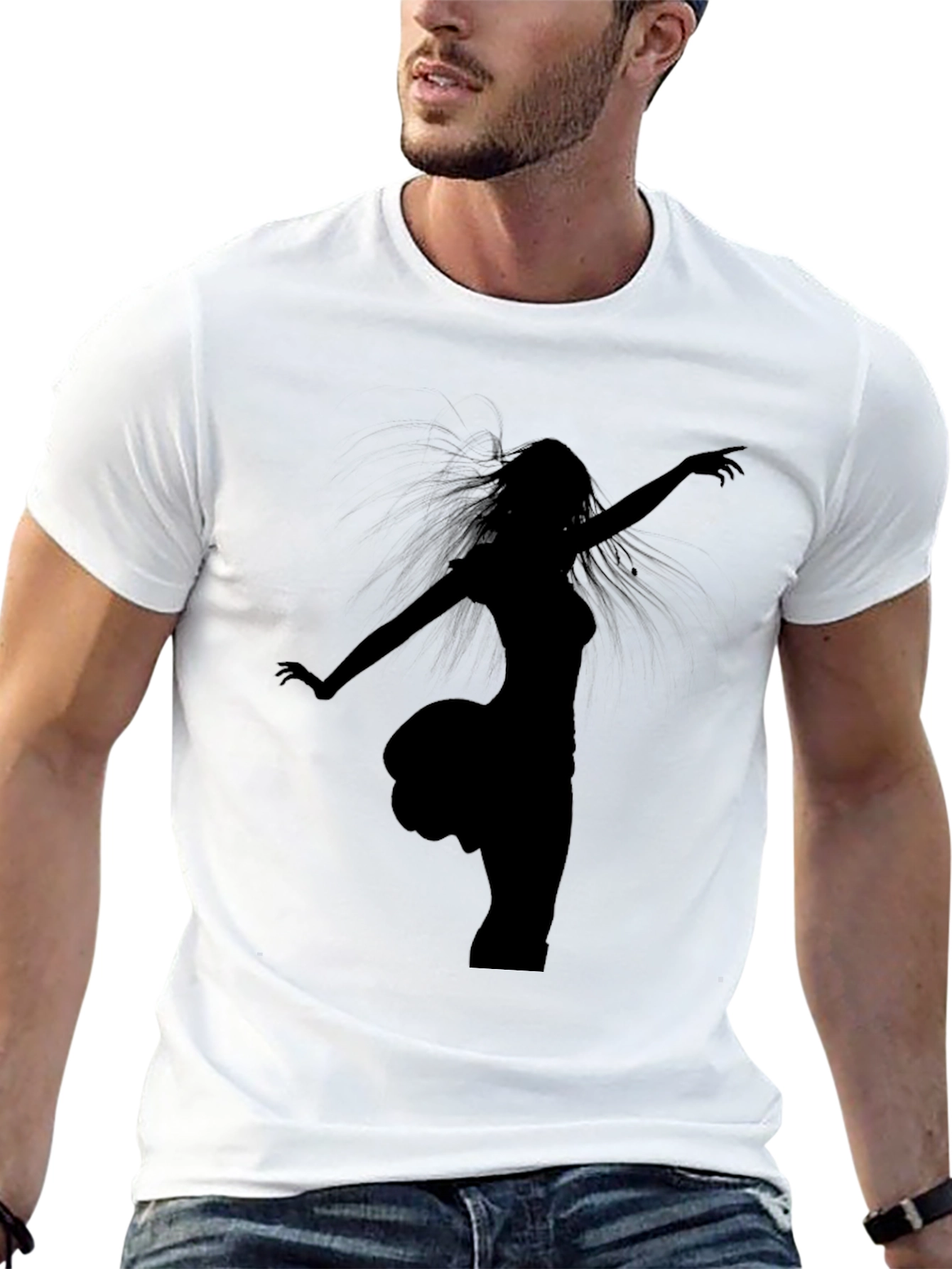 Black T-Shirt with Dancer Silhouette
