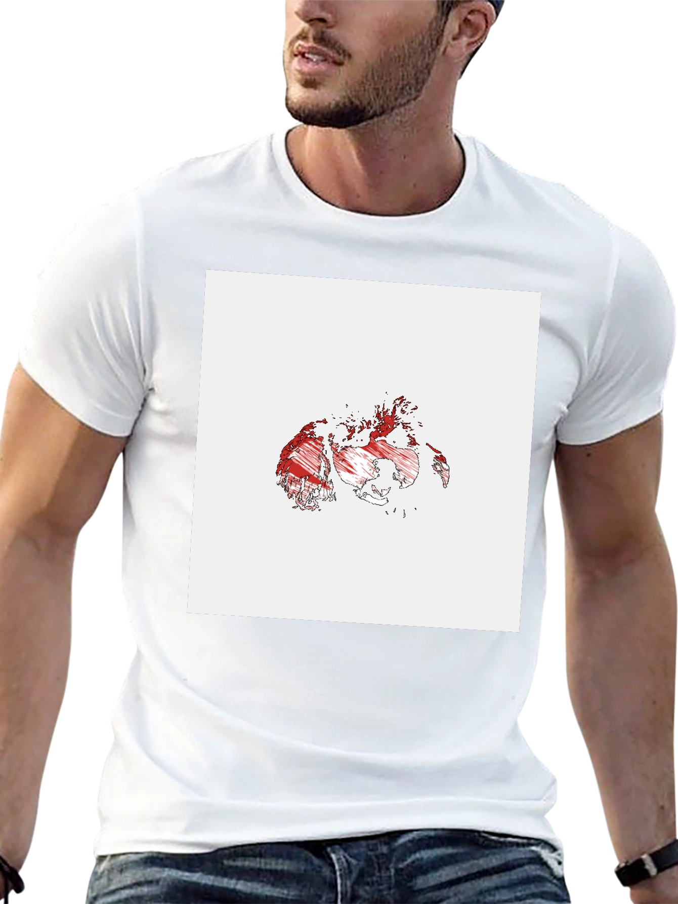 Abstract Map Graphic Tee - Black Cotton Casual