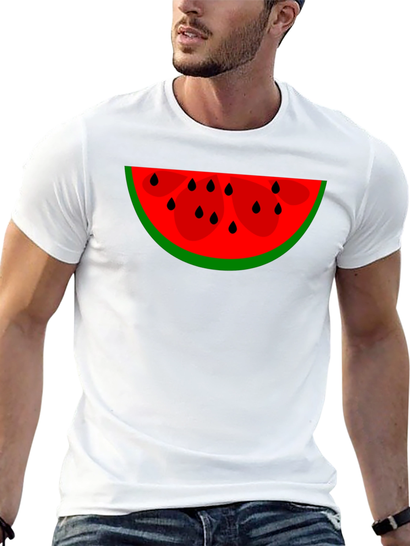 Watermelon Slice Graphic Tee - Black Cotton Blend