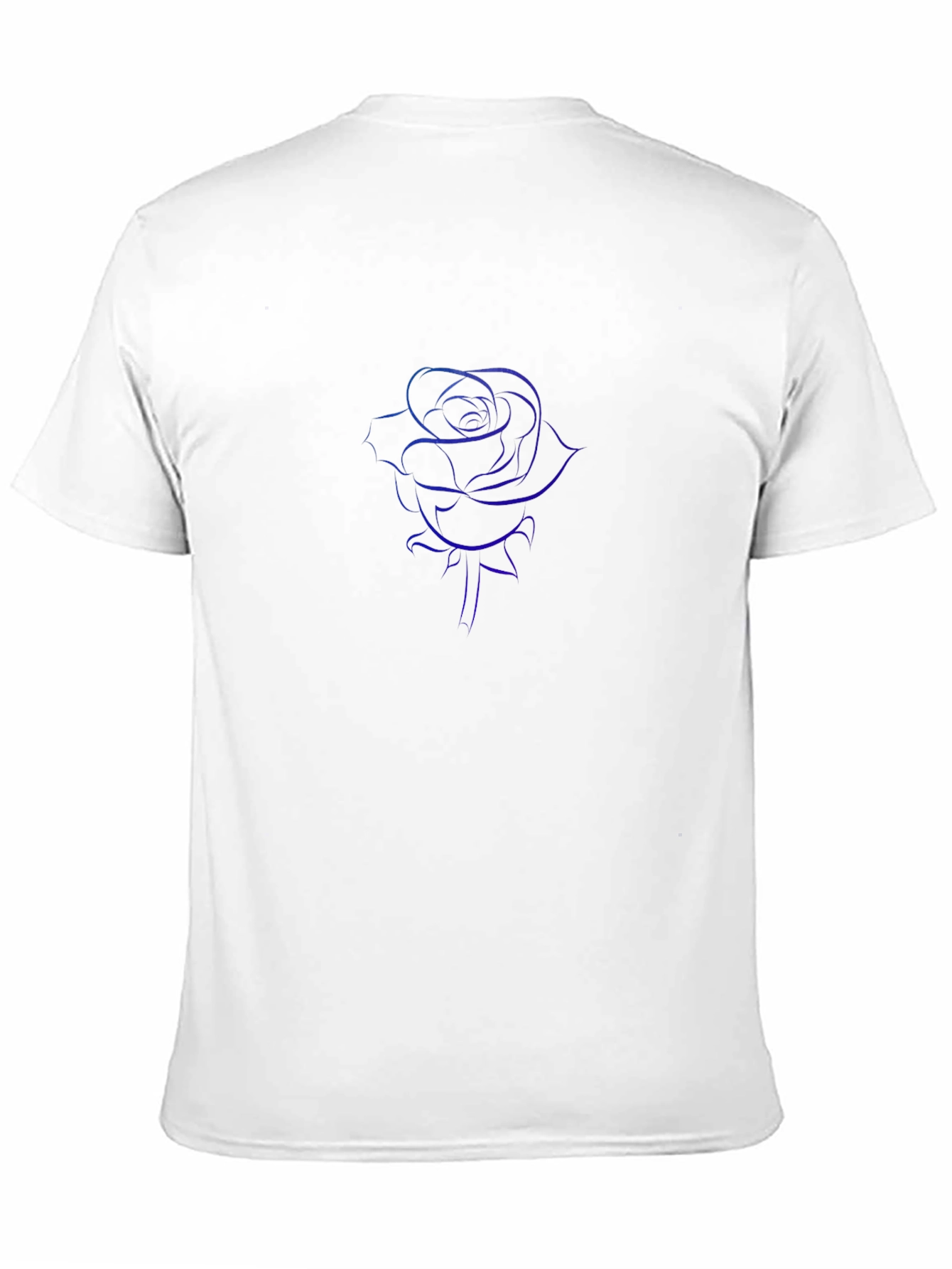 Mens Black T-Shirt with Blue Rose Design