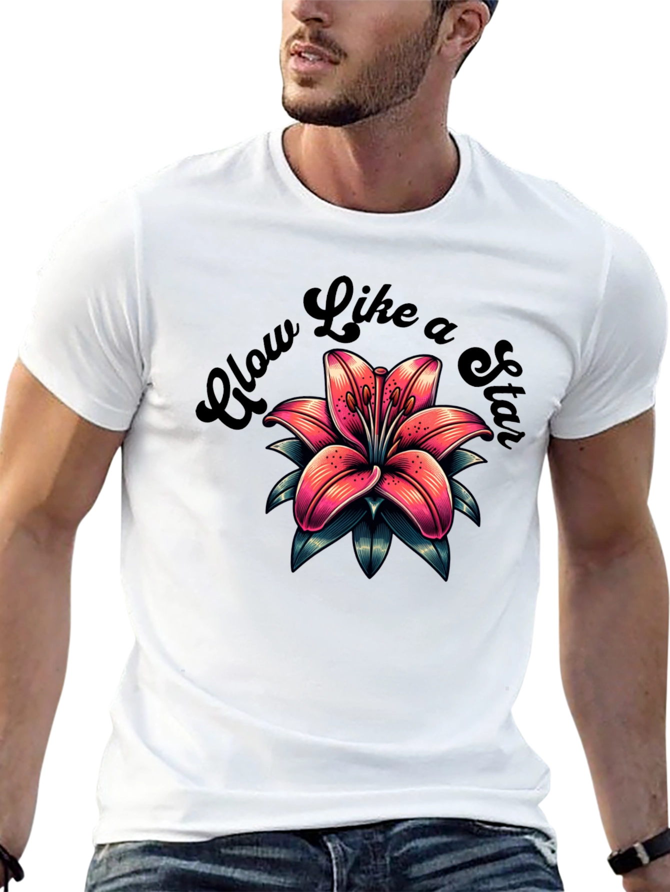 Glow Like a Star Flower Graphic T-Shirt
