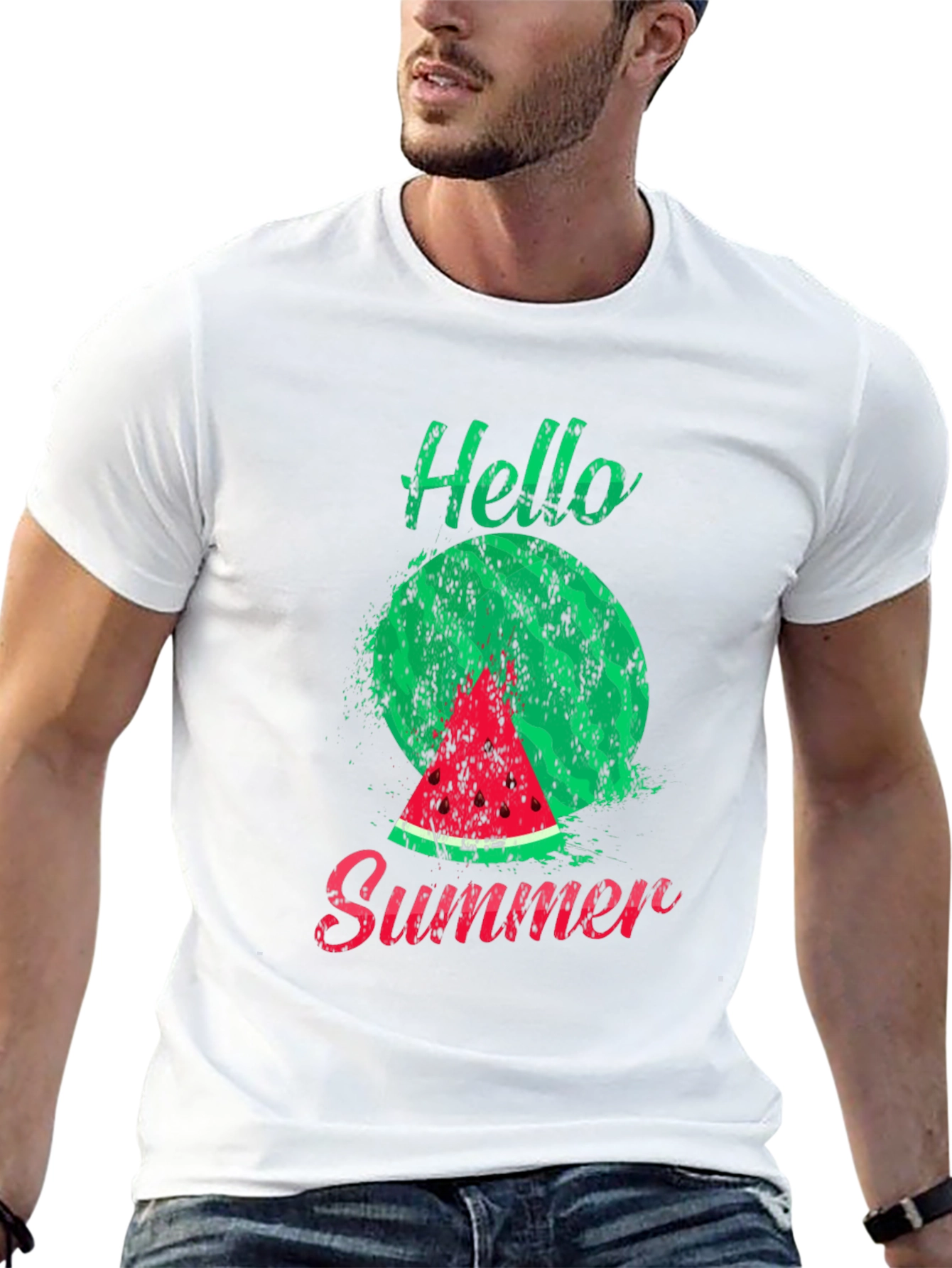 Hello Summer Watermelon Graphic Tee - Black