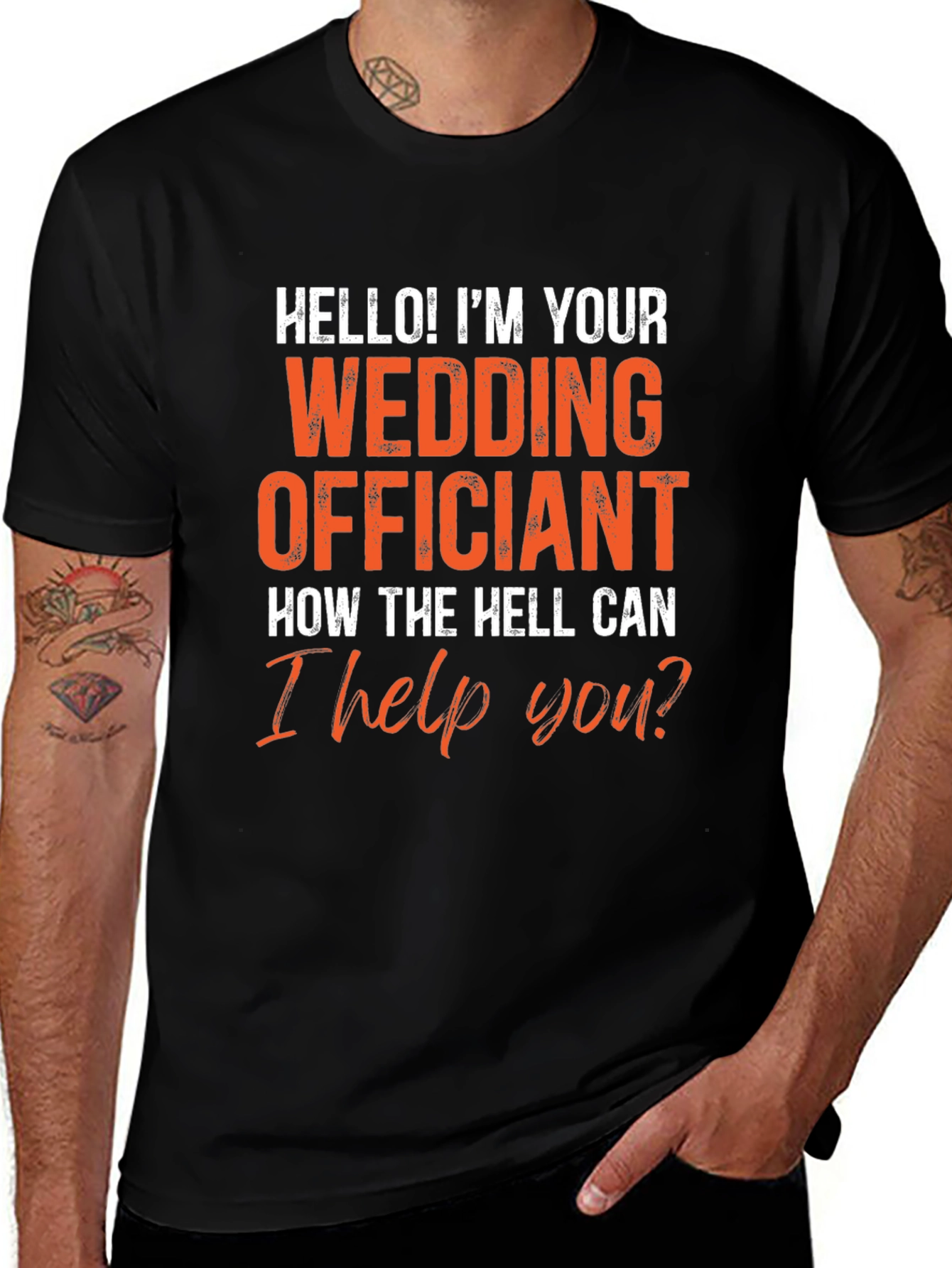 Wedding Officiant Humor T-Shirt - I Help You?