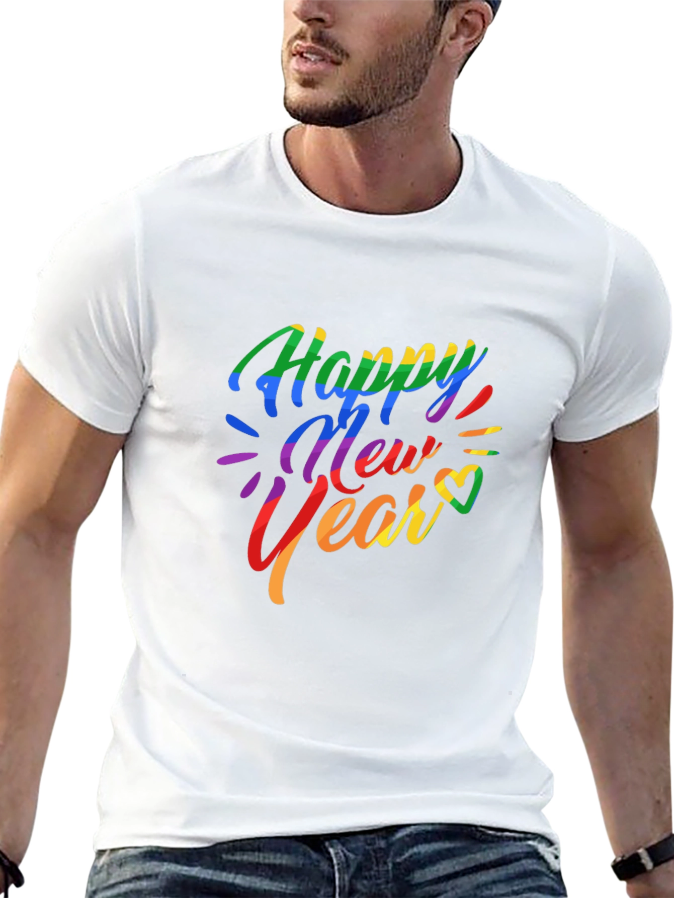 Rainbow Happy New Year Graphic T-Shirt