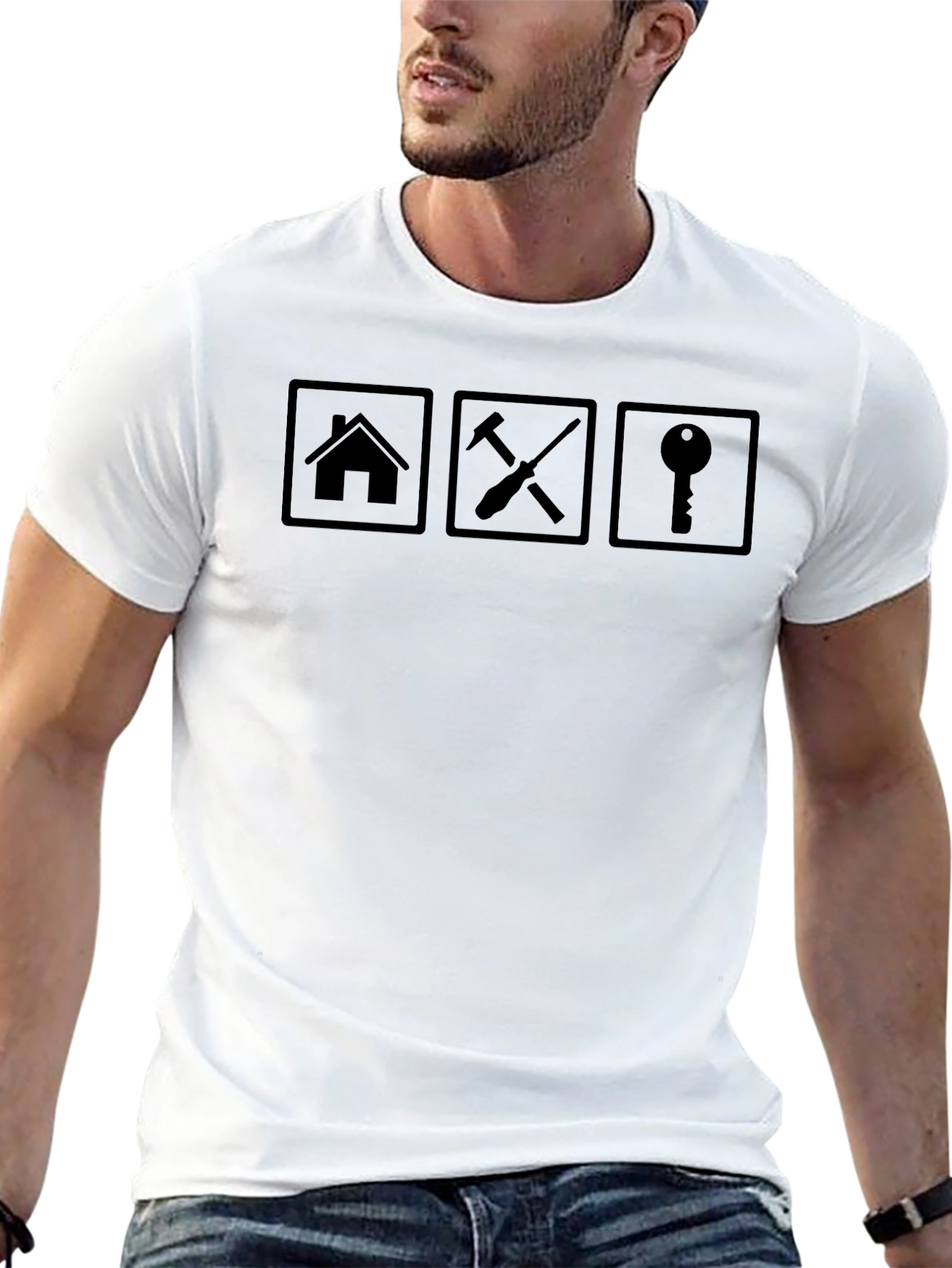Home Repair Graphic Tee - Black Cotton T-Shirt