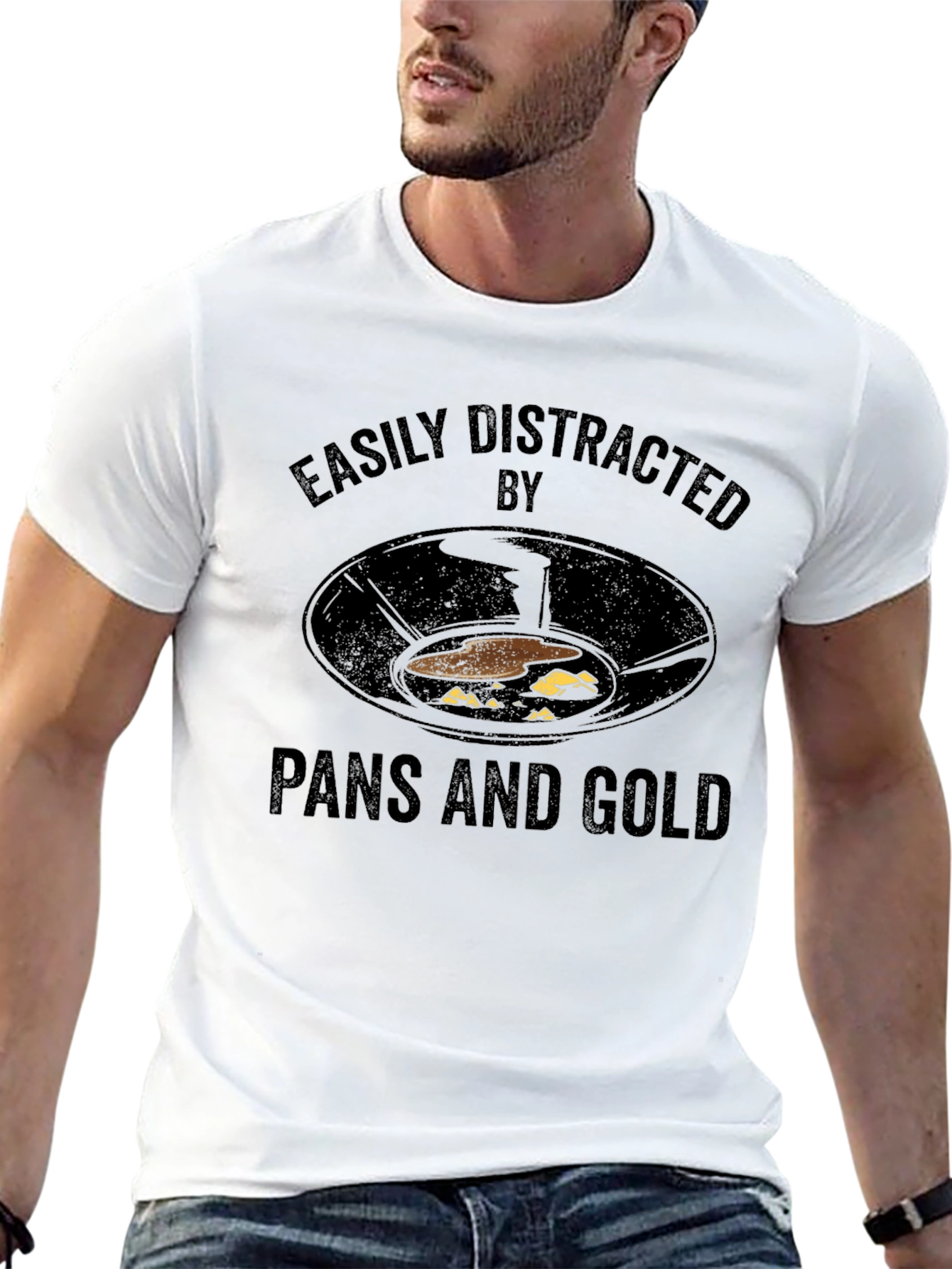 Easily Distracted by Pans and Gold T-Shirt