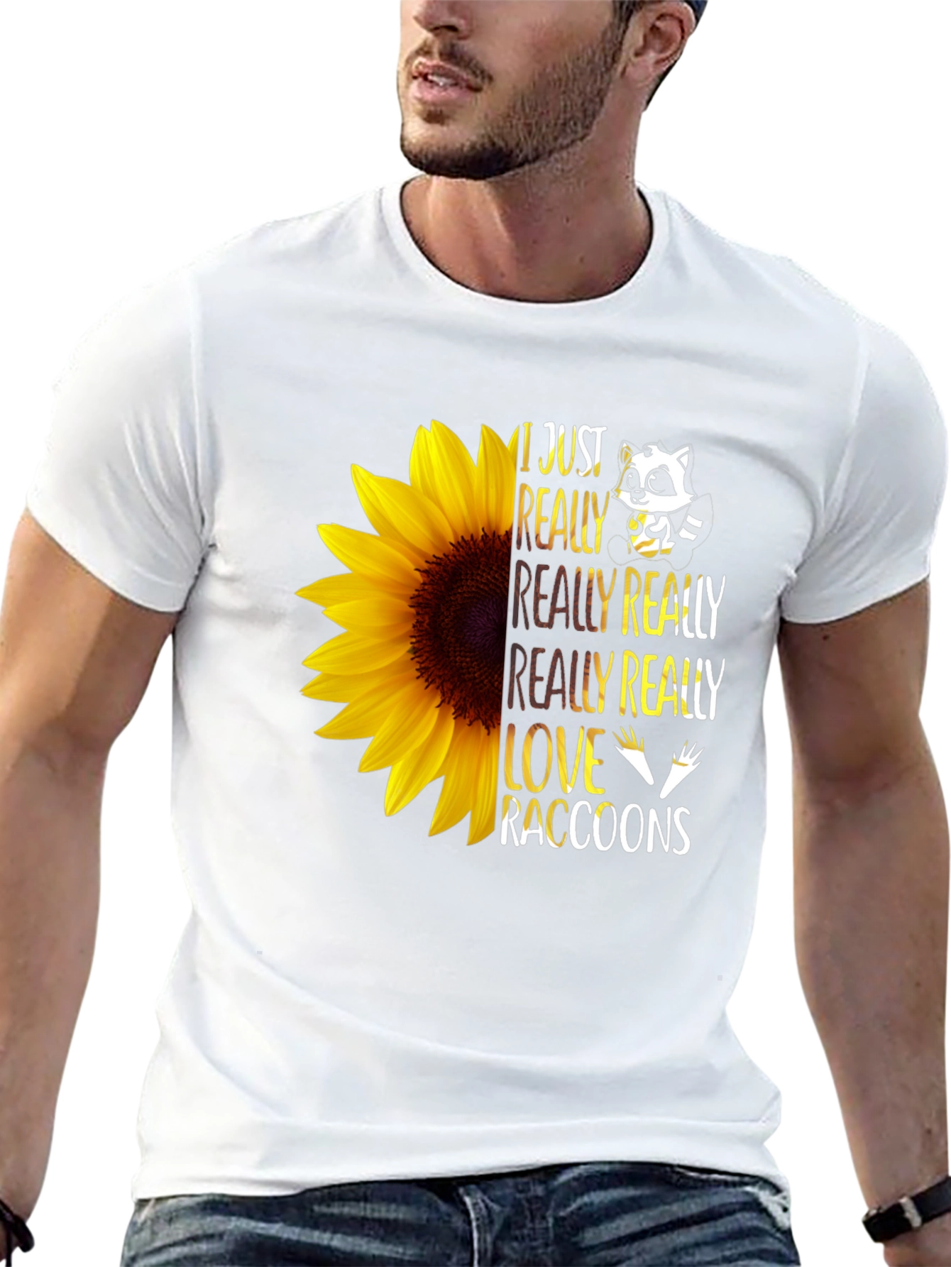 Raccoon Lover Sunflower Graphic Tee