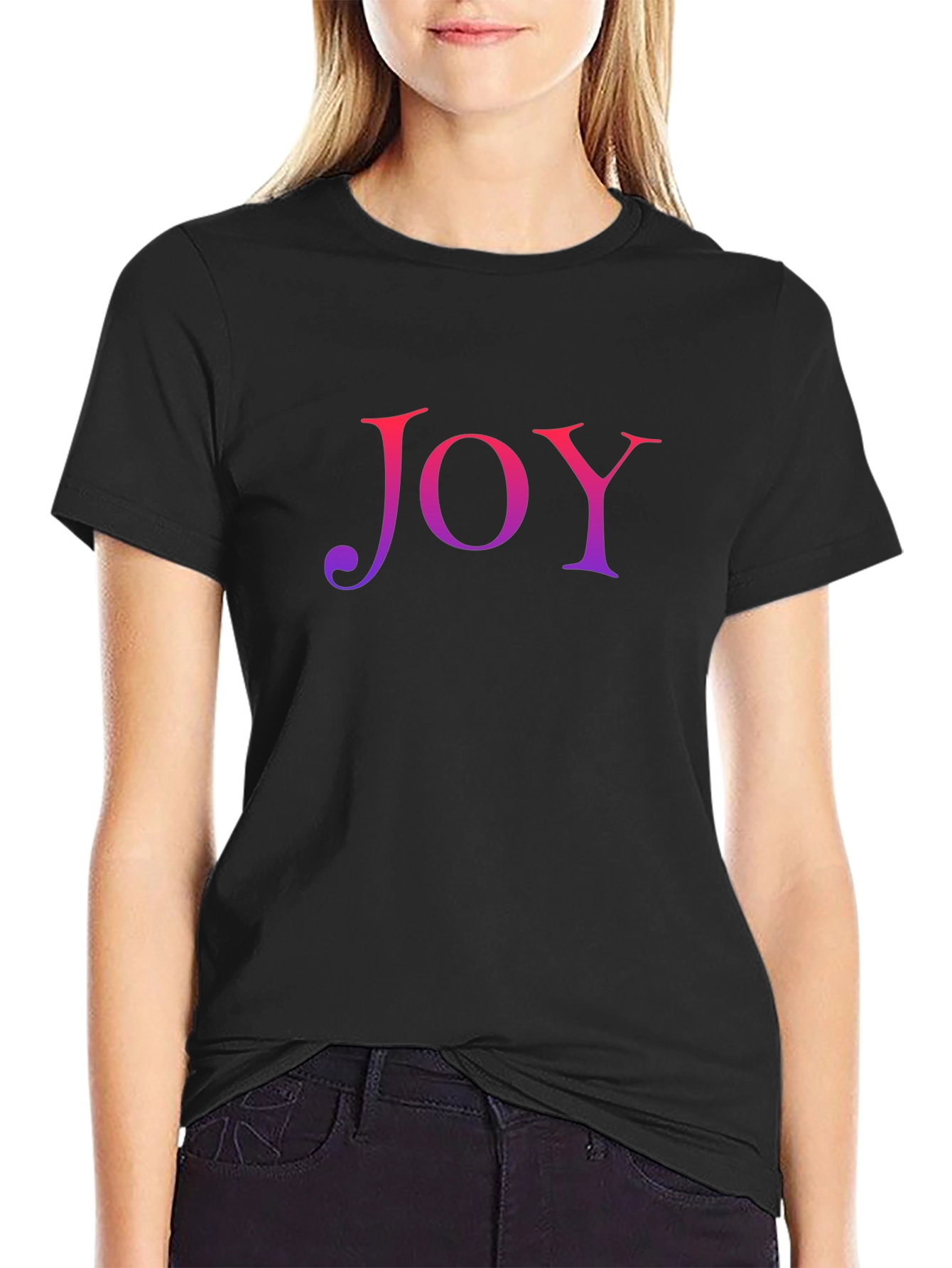 JOY Graphic Tee - Soft Black Cotton Blend T-Shirt