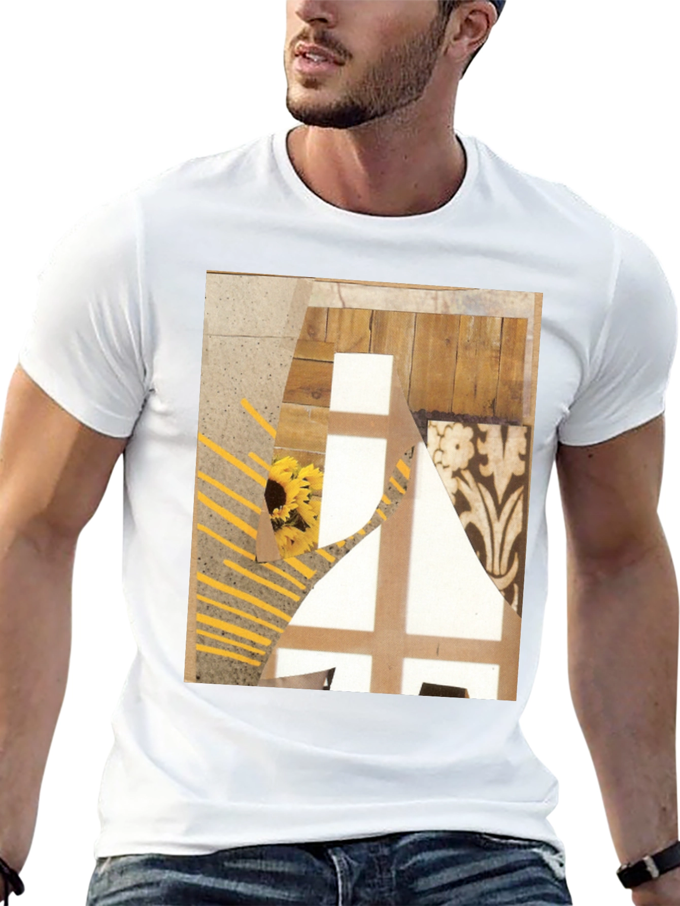 Abstract Art Graphic Tee - Black Cotton T-Shirt