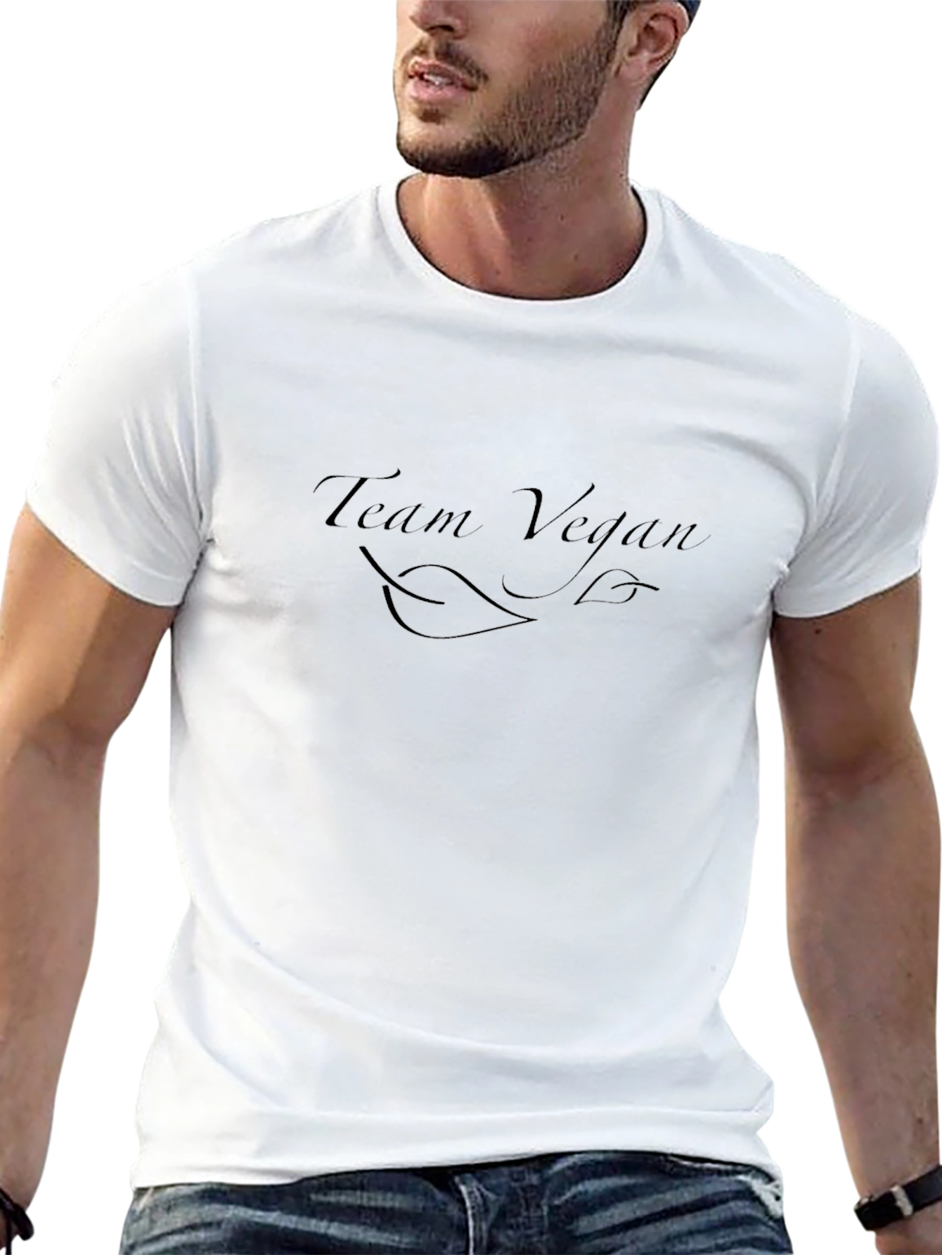 Team Vegan Graphic T-Shirt - Black Crew Neck Tee
