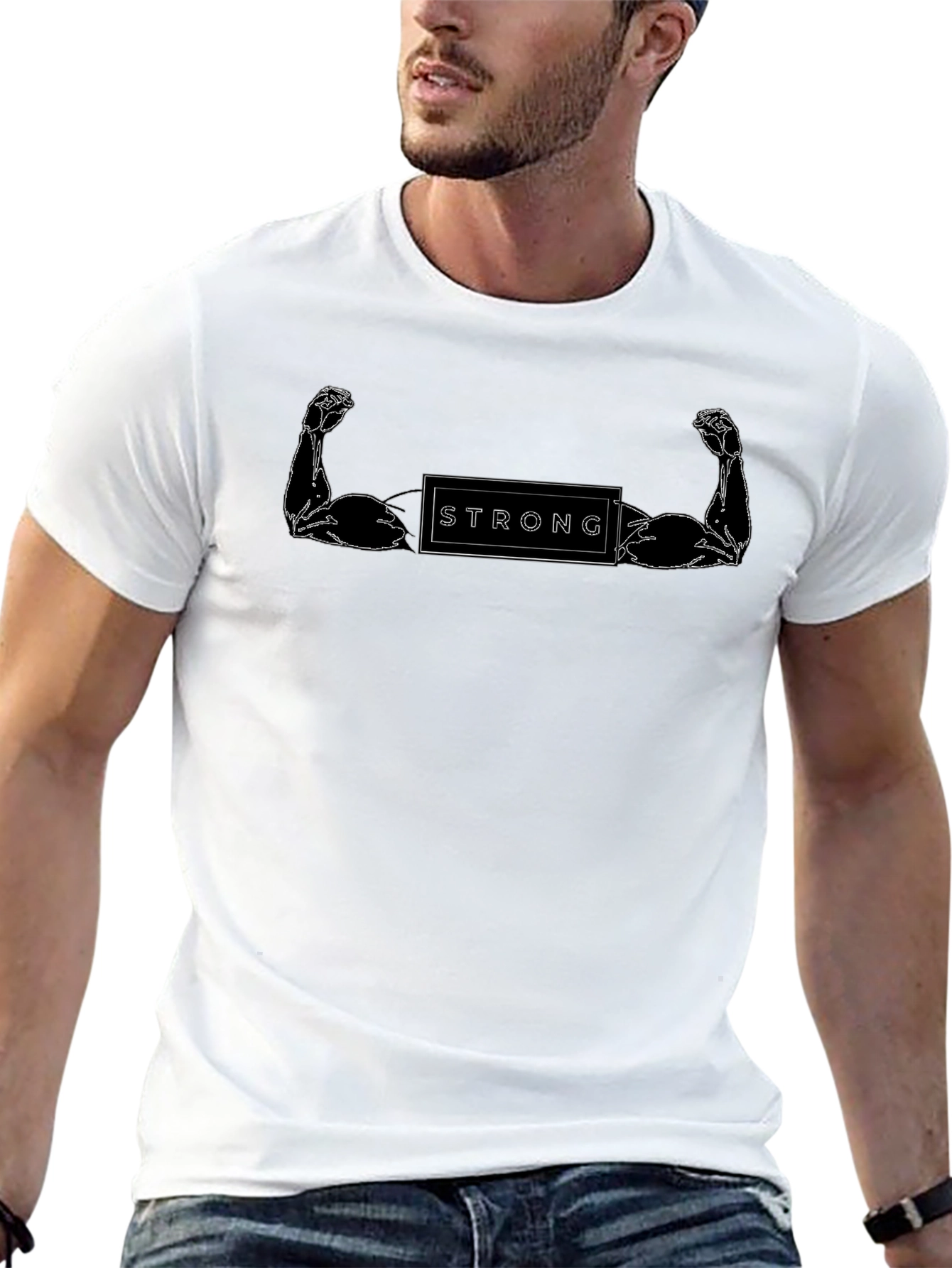 Strong Arm Graphic Print Black T-Shirt