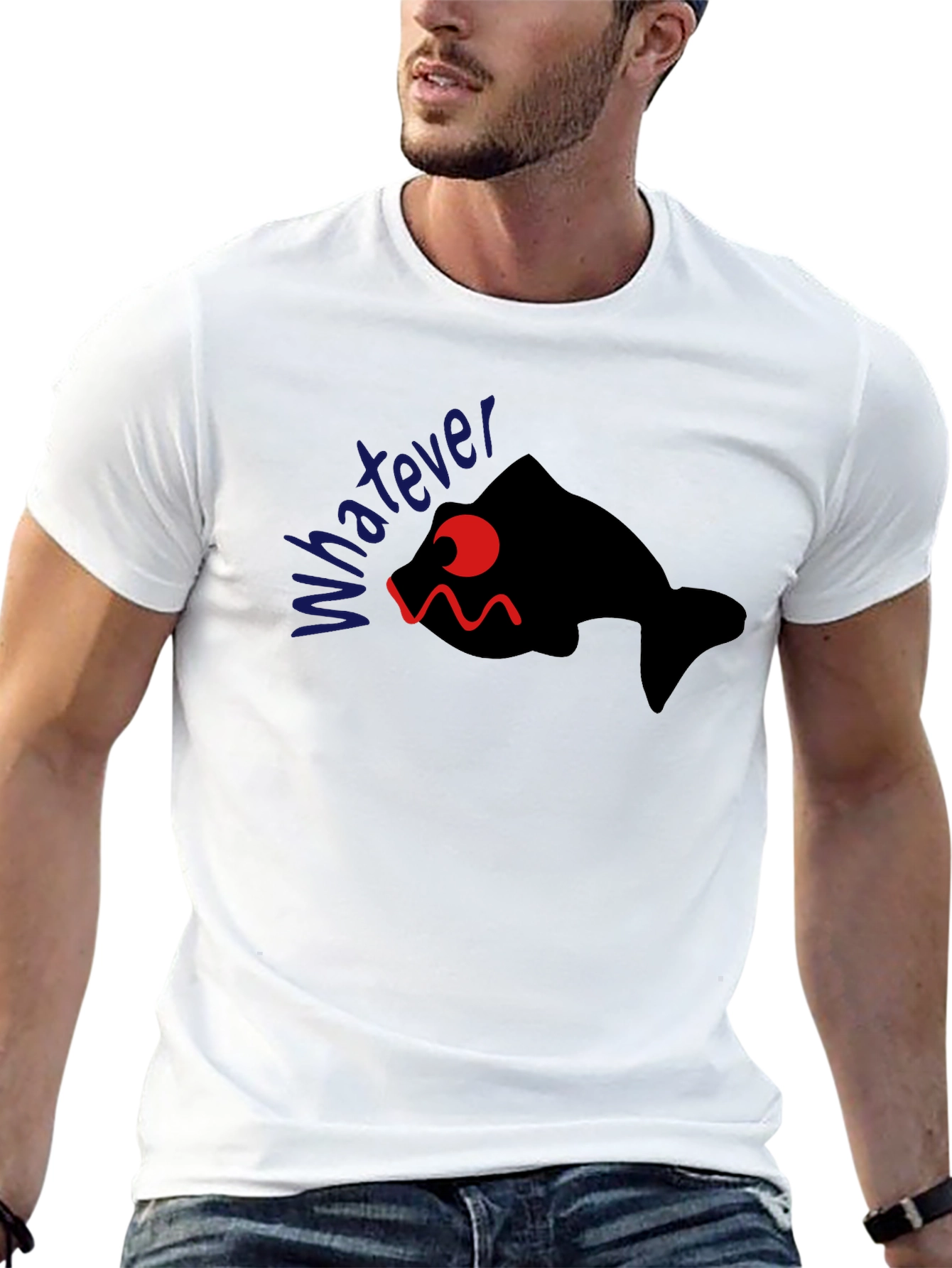 Whatever Fish Graphic Tee - Black Cotton