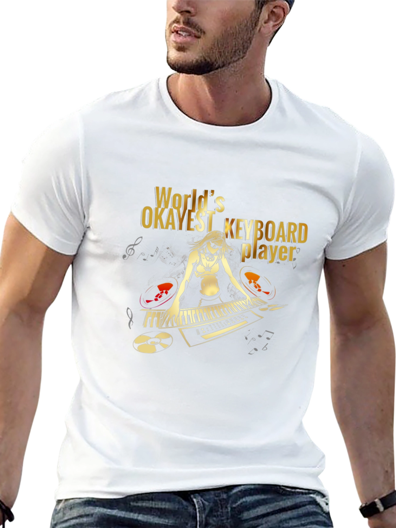 Worlds Okayest Keyboard Player Graphic T-Shirt