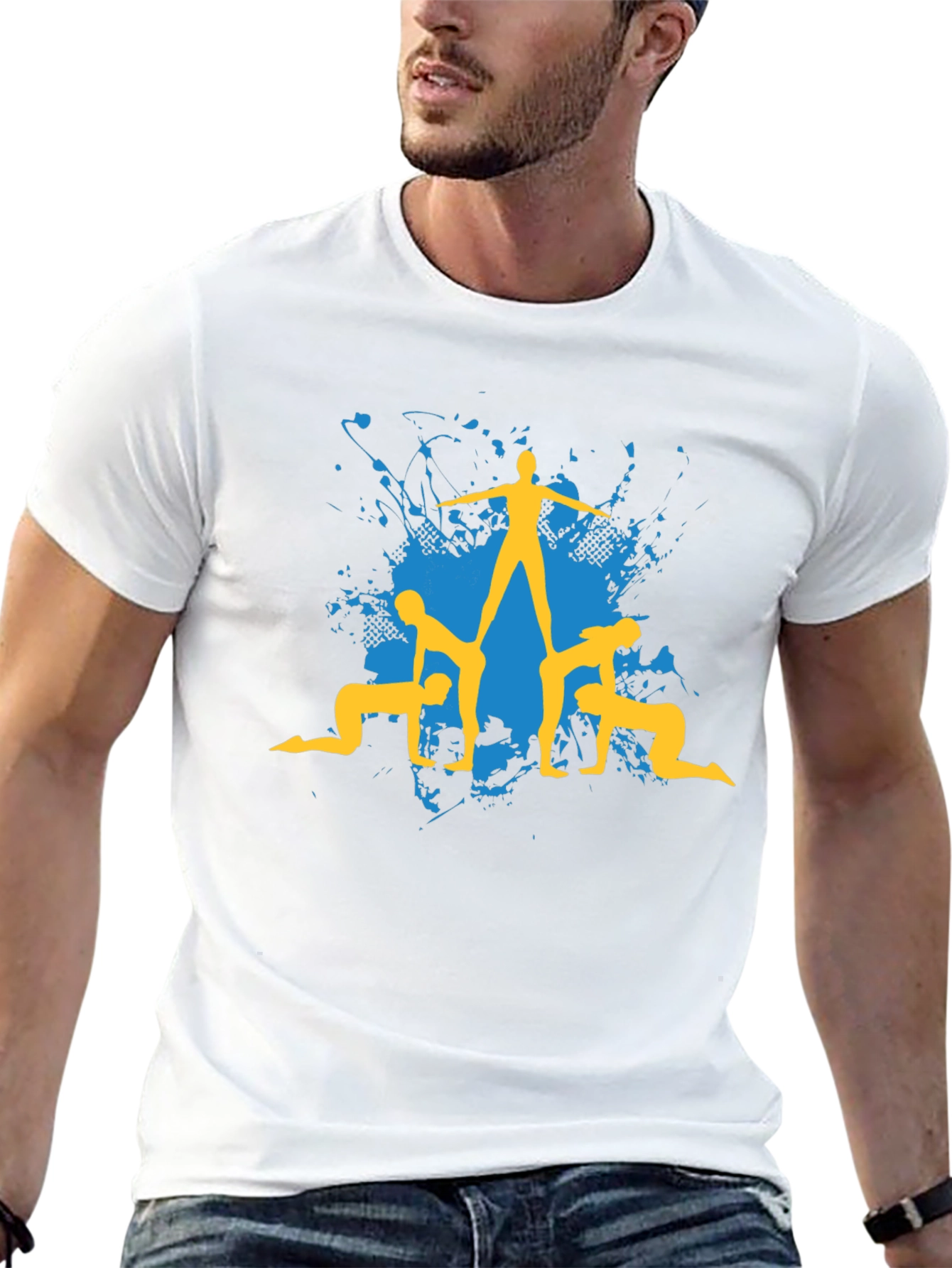 Acrobatic Human Pyramid Graphic Tee - Black