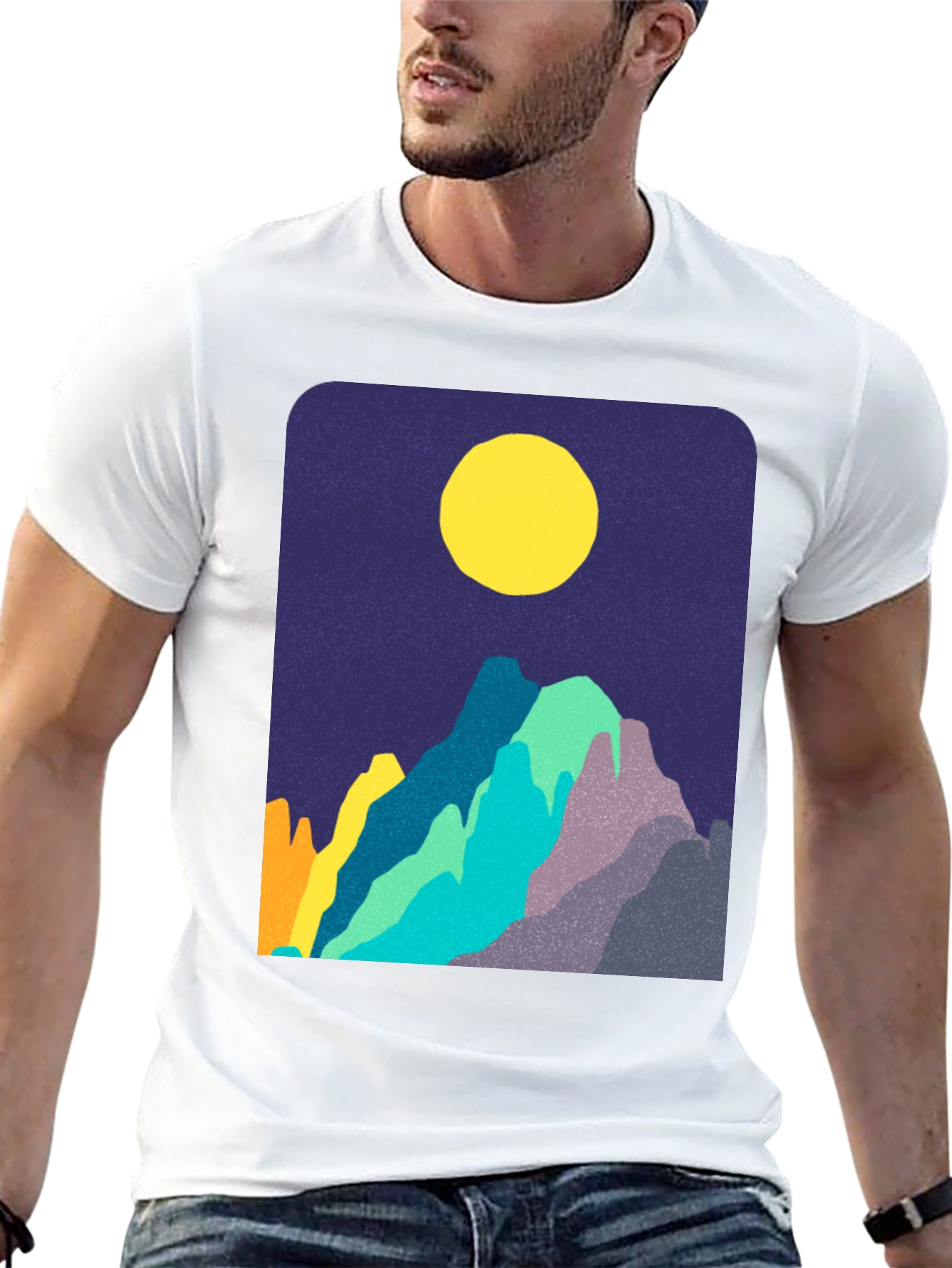 Abstract Mountain Scene Graphic T-Shirt