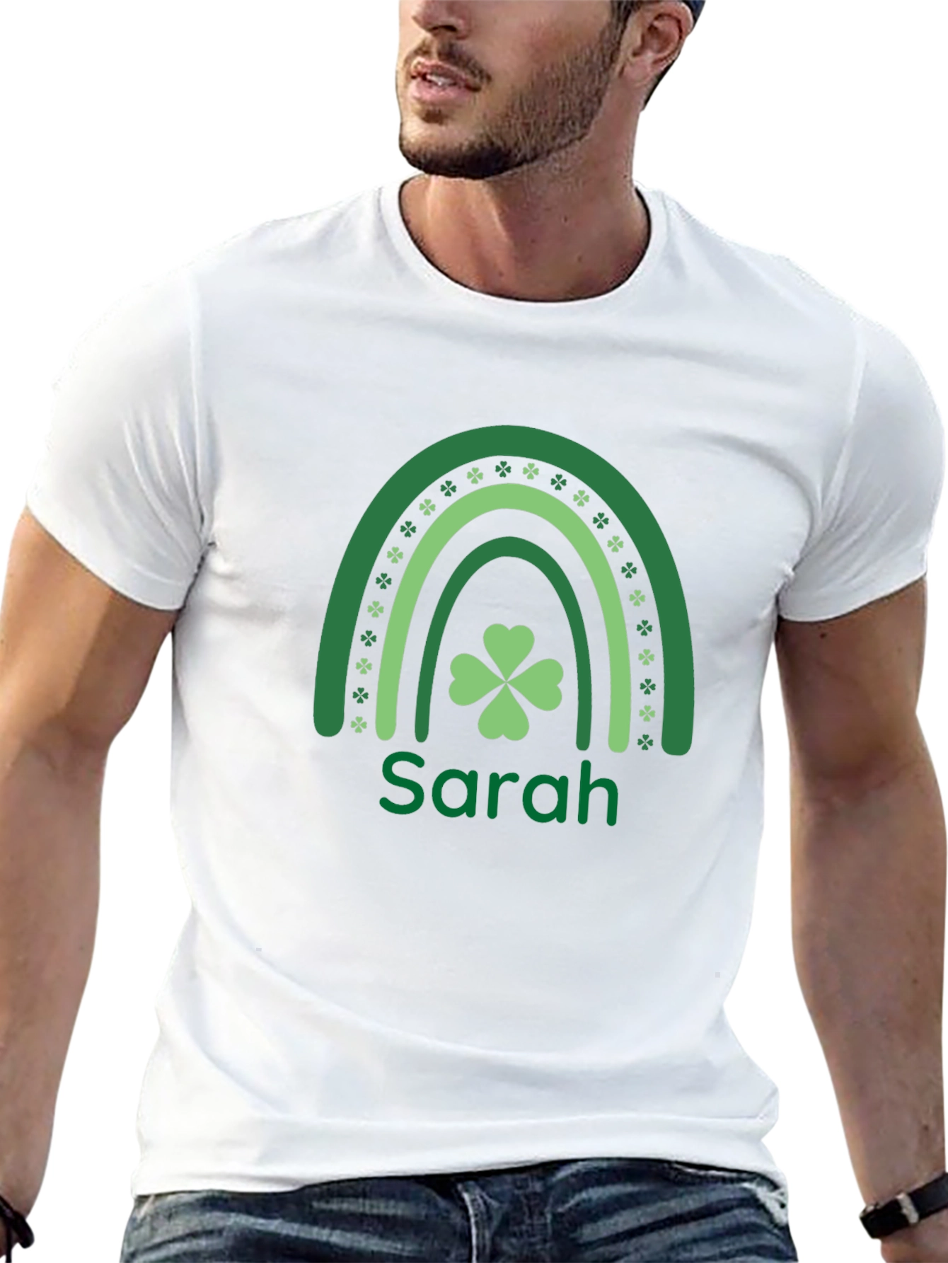 Sarahs St. Patricks Day Rainbow Clover Tee