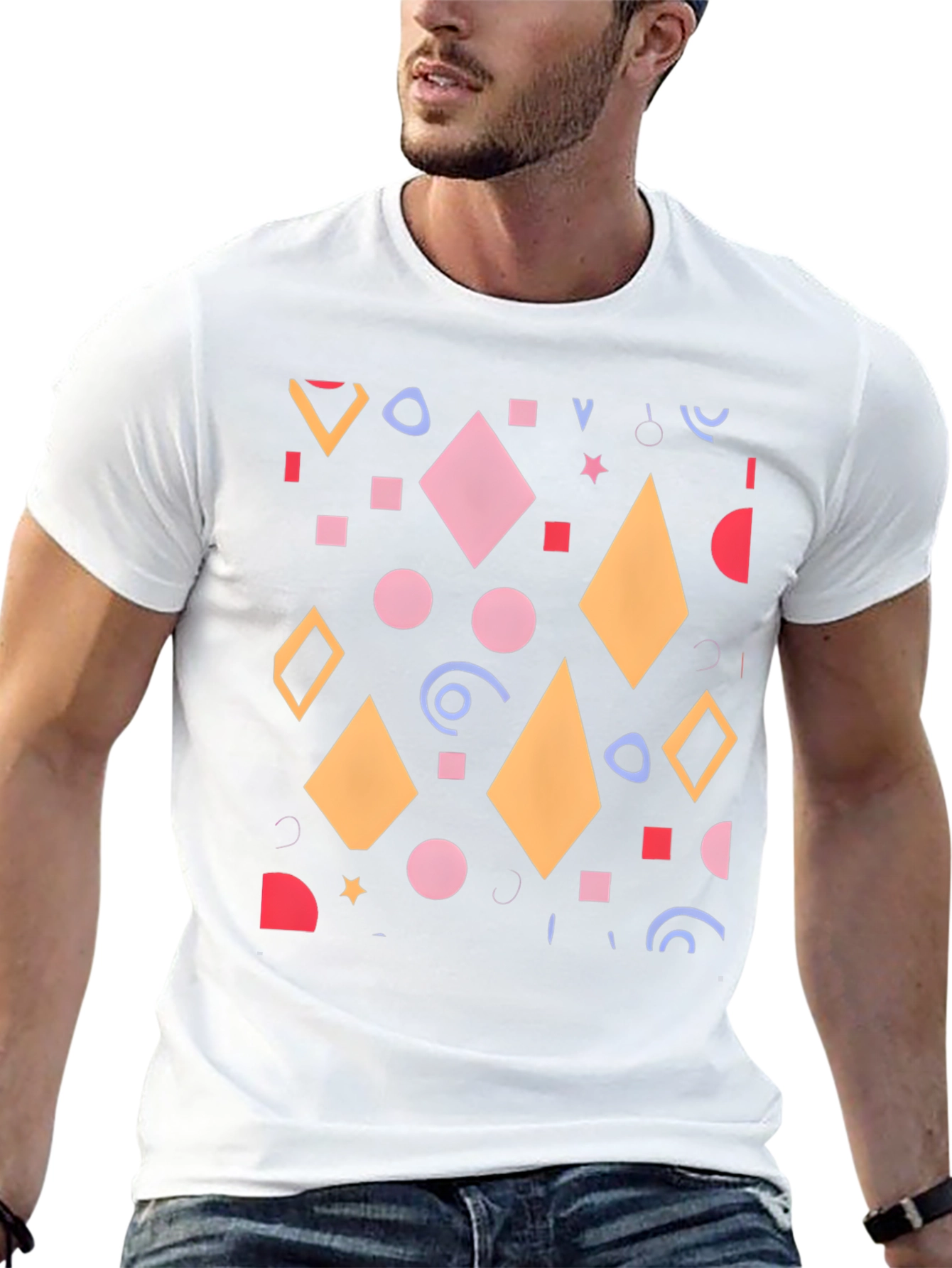 Geometric Patterned Black T-Shirt