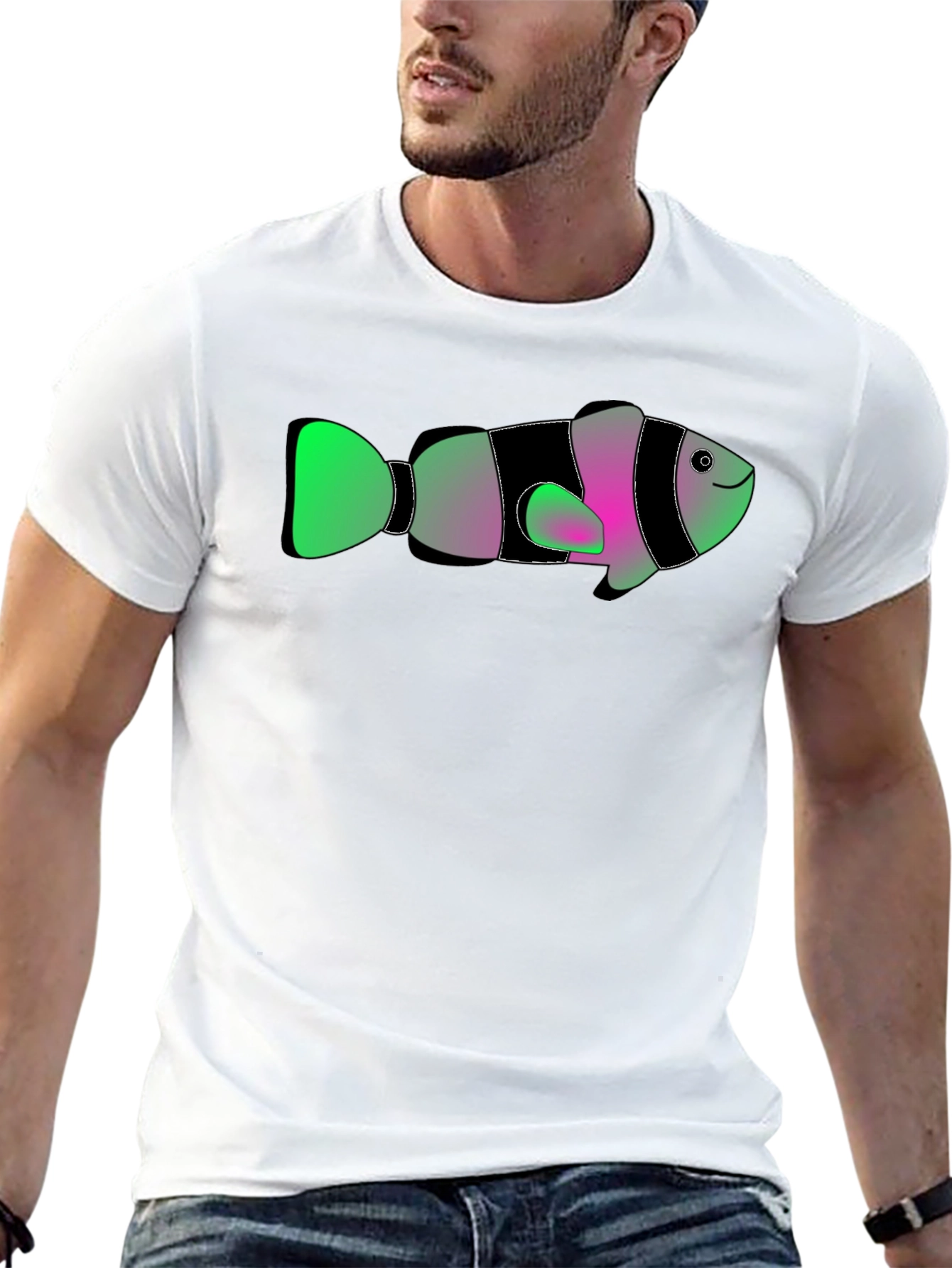 Funky Fish Graphic Tee - Soft Black Cotton T-Shirt