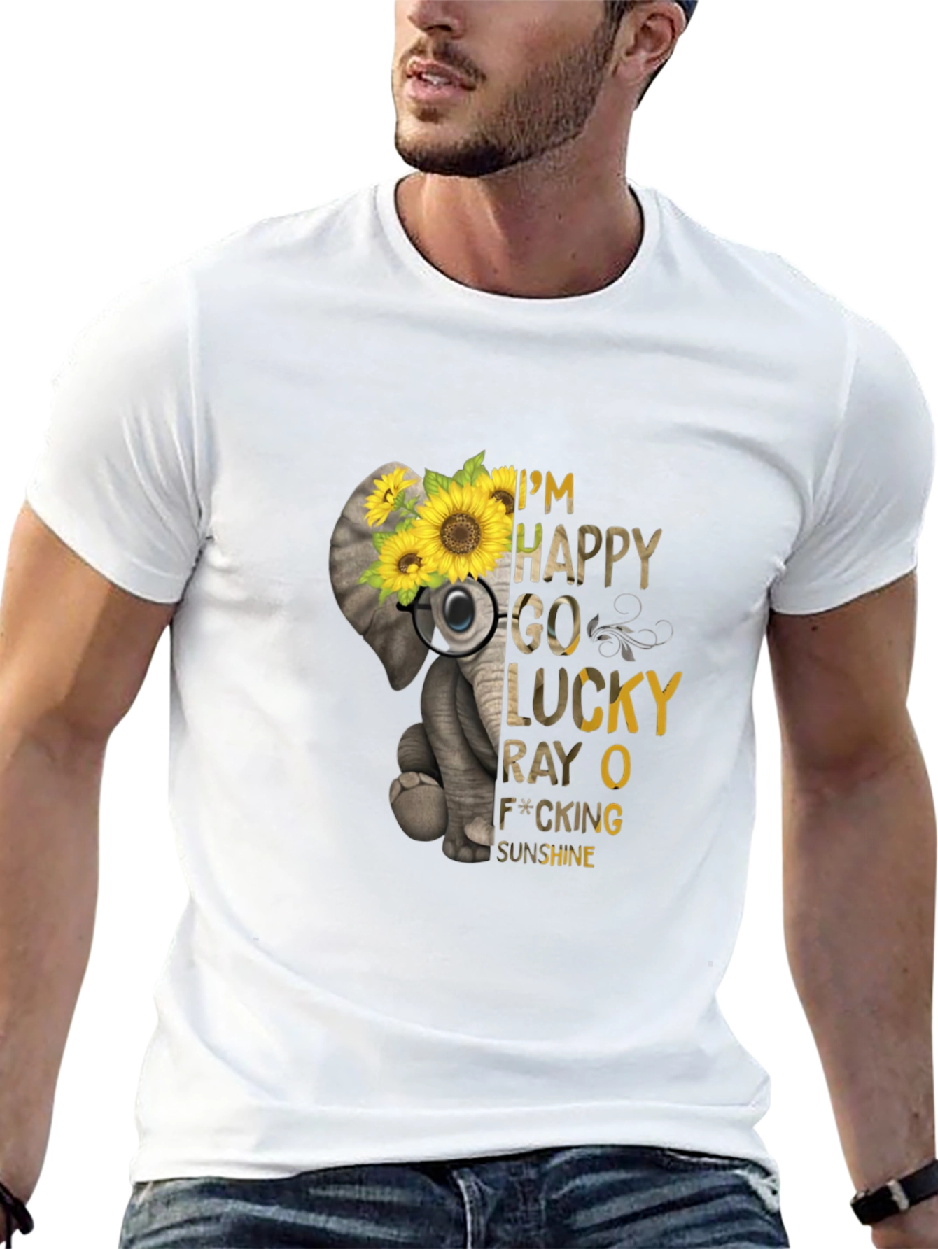 Elephant Sunflower Graphic Tee - Lucky Sunshine T-Shirt