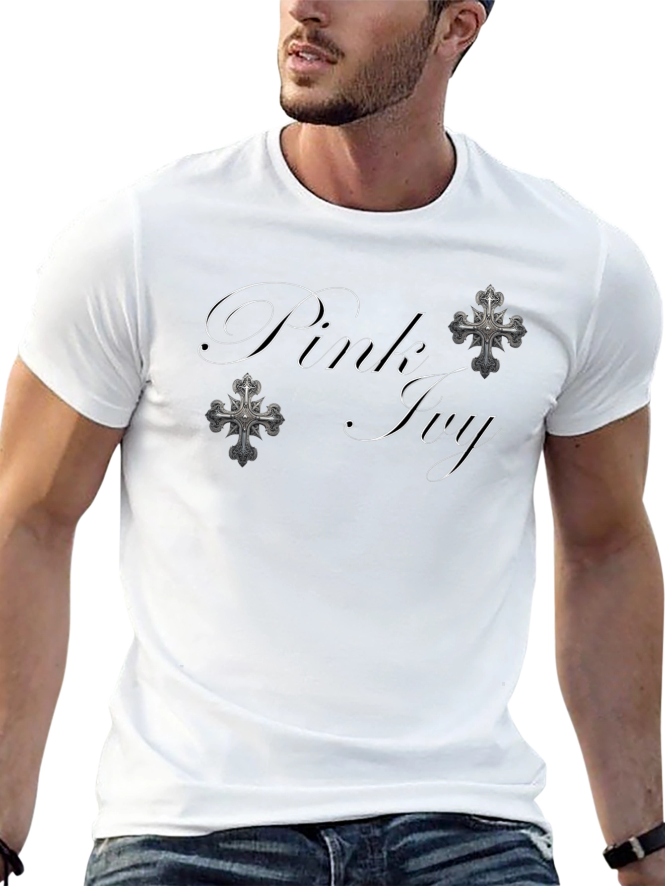 Pink Ivy Gothic Black T-Shirt