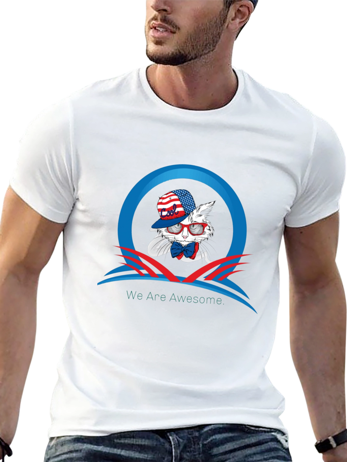 Patriotic Rabbit Graphic T-Shirt - We Are Awesome