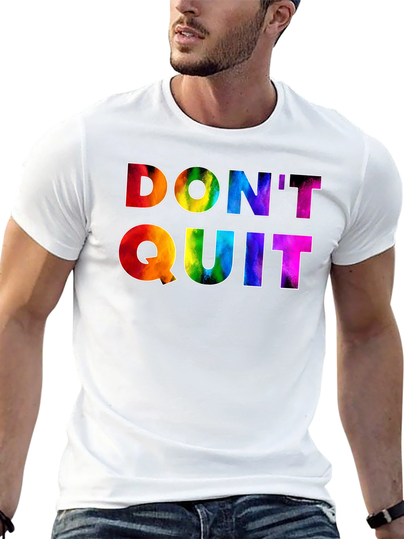 Dont Quit Rainbow Graphic Tee - Motivational Shirt