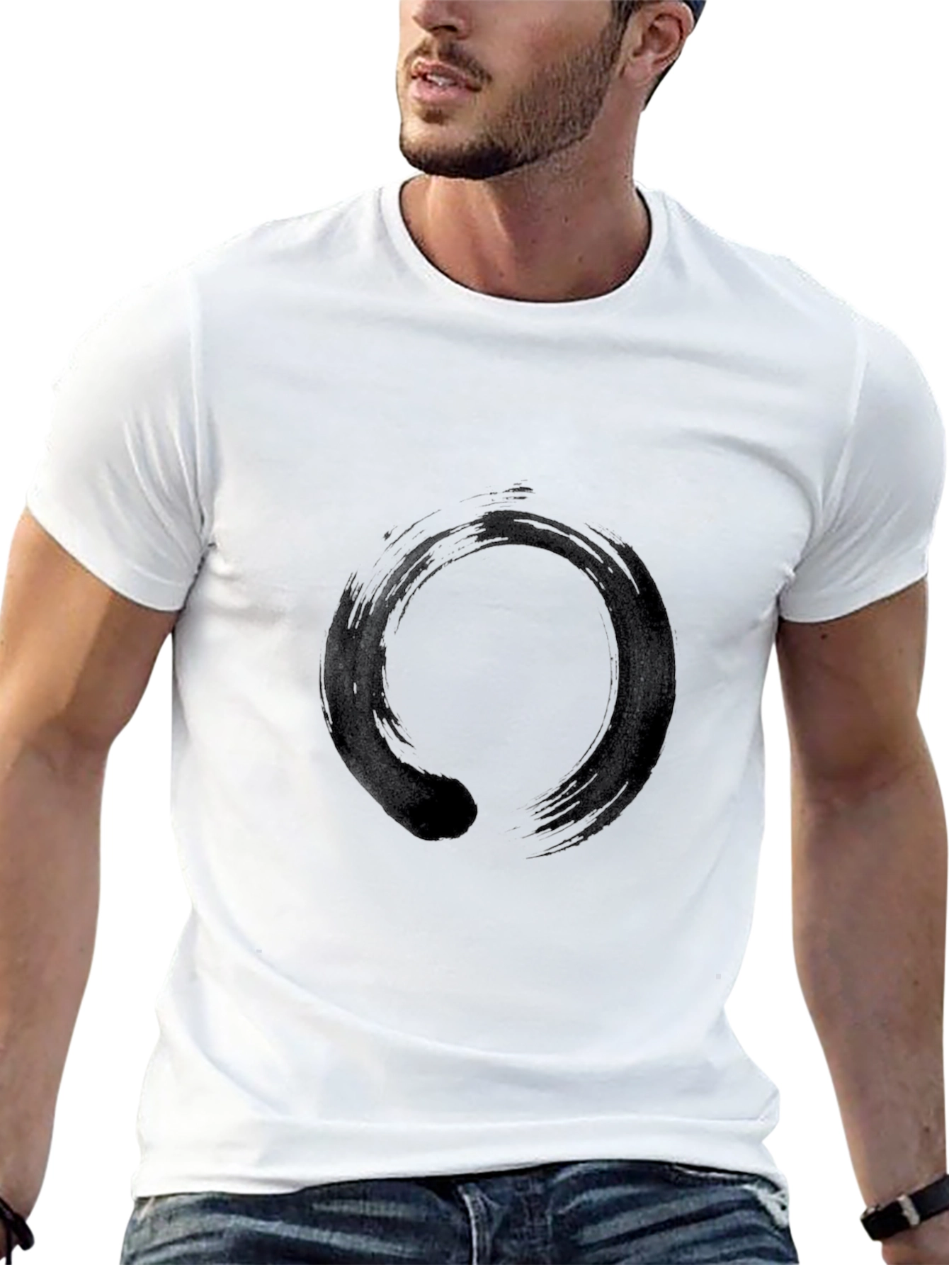 Mens Black T-Shirt with Zen Circle Graphic