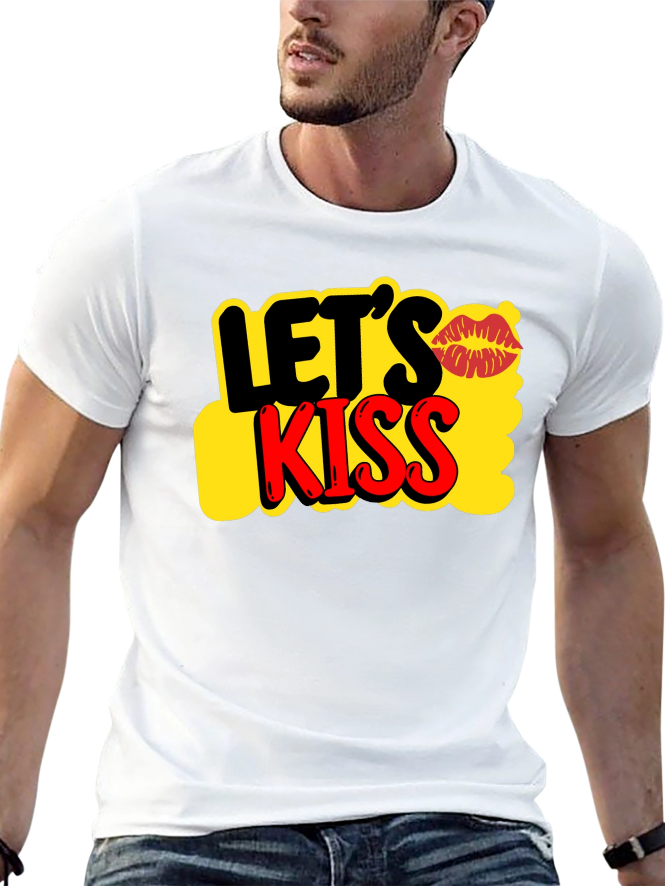 Lets Kiss Graphic Tee - Trendy Casual T-Shirt