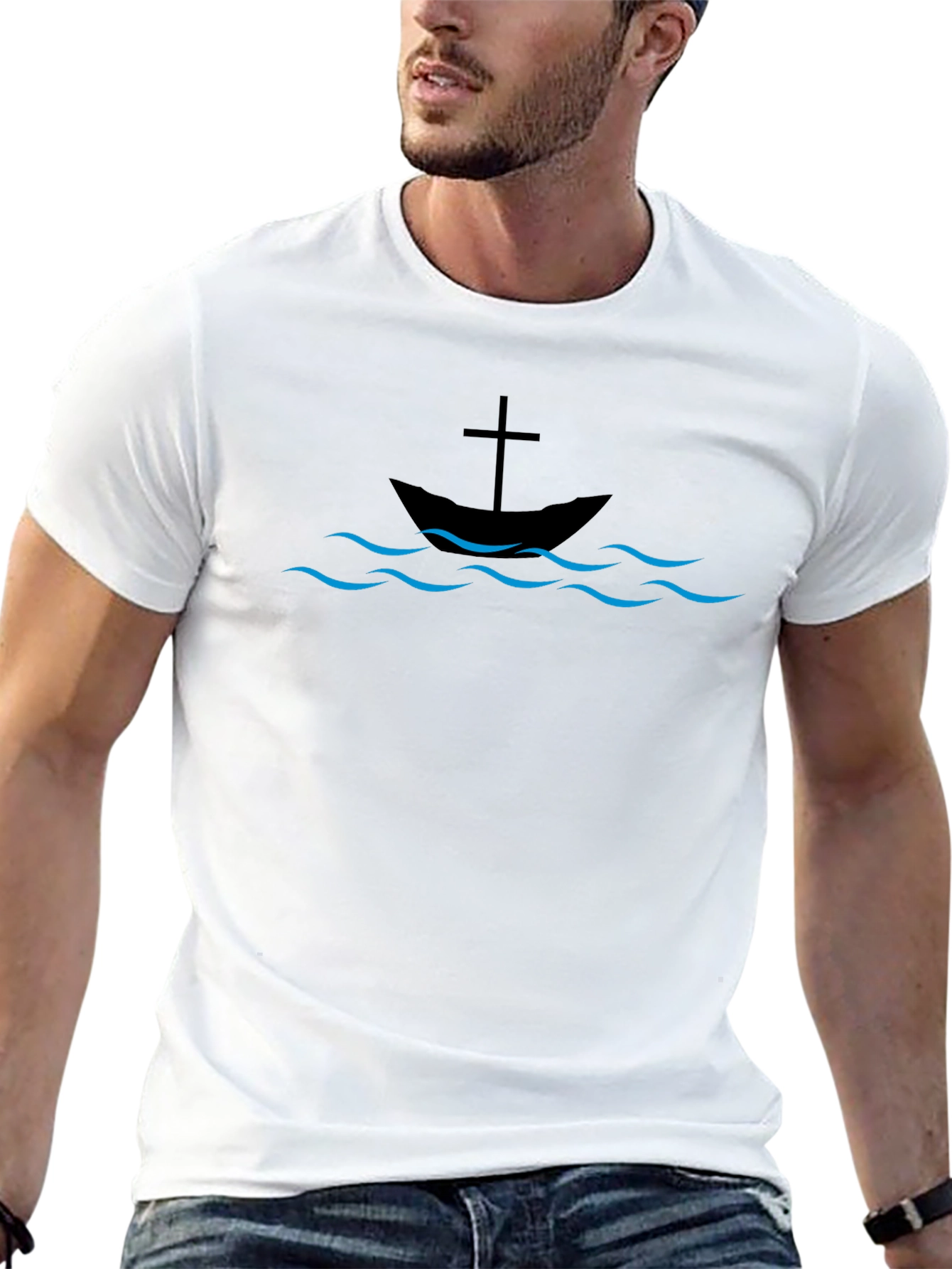 Christian Boat & Cross Graphic Tee