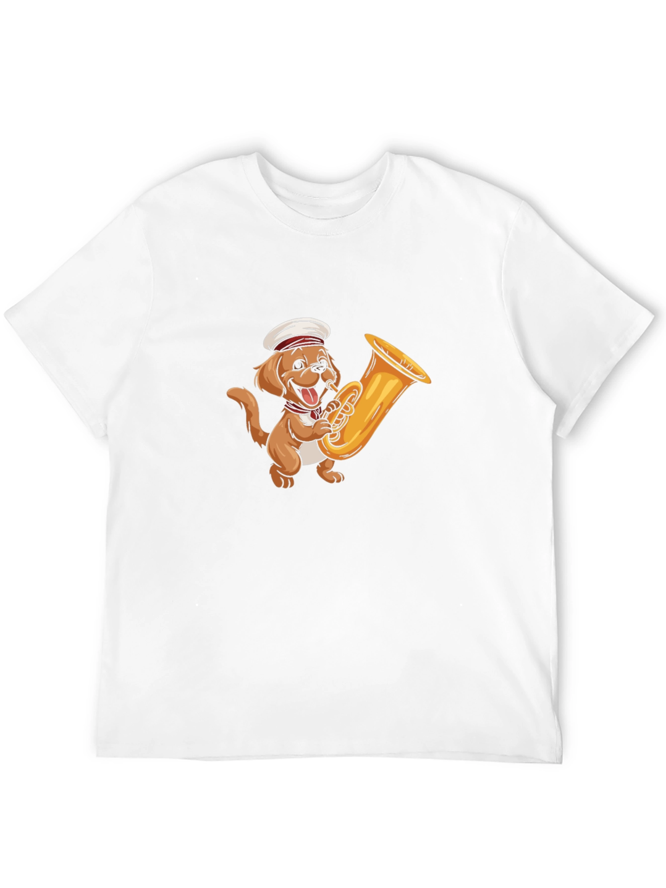 Dog with Tuba Black T-Shirt
