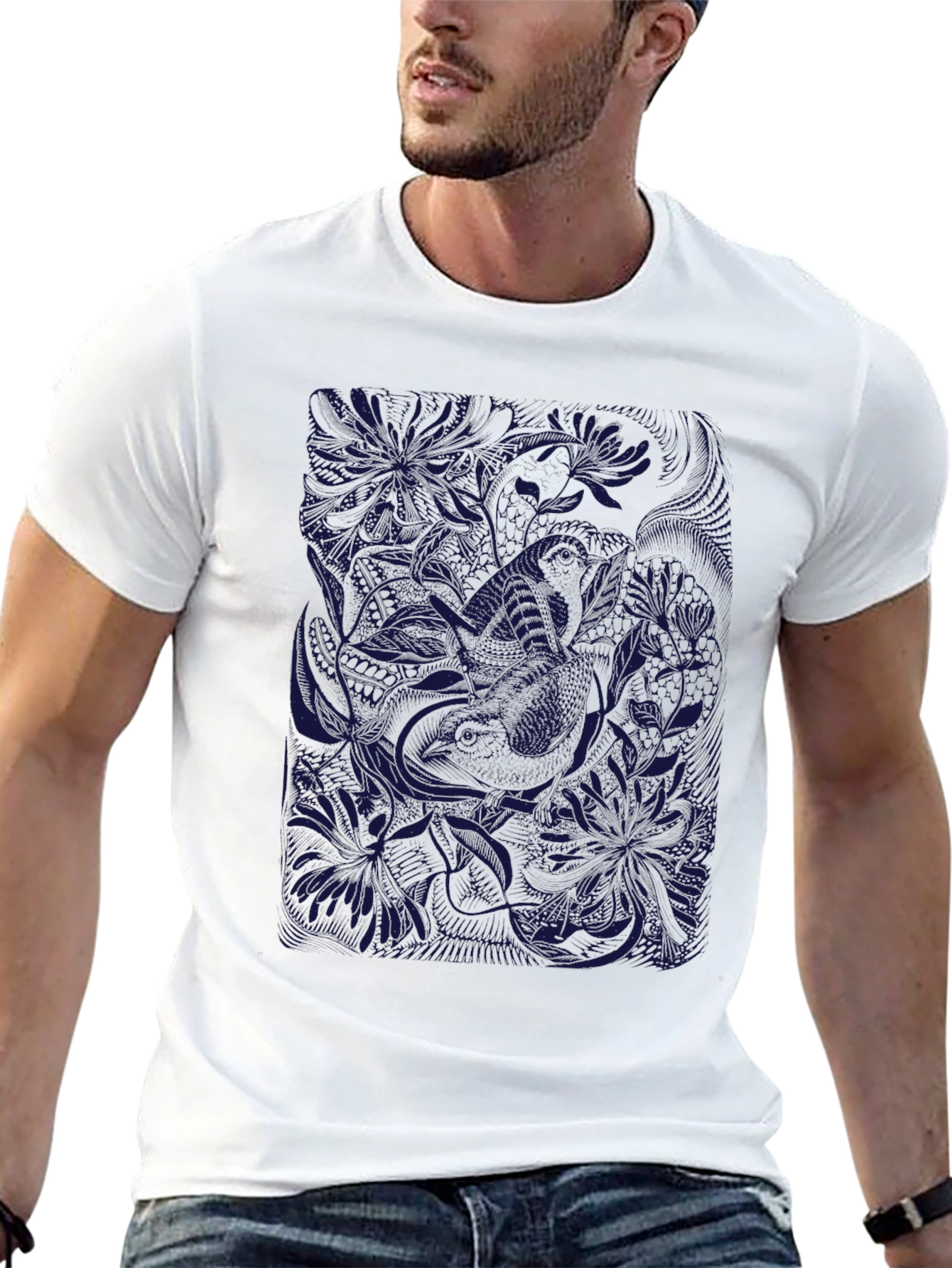 Black Tee with Floral Graphic