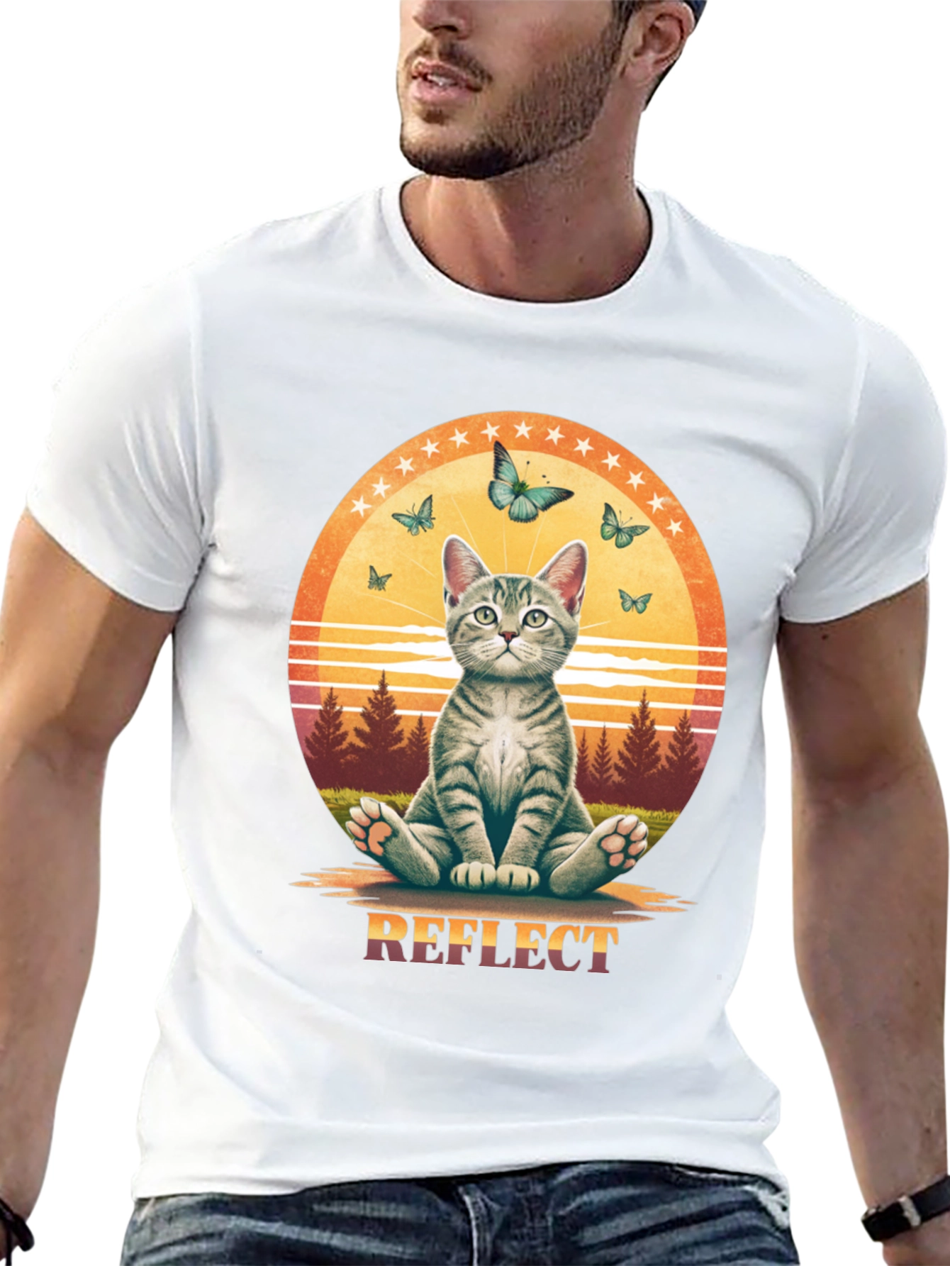 Reflect Cat Butterfly Graphic Tee - Relaxed Fit