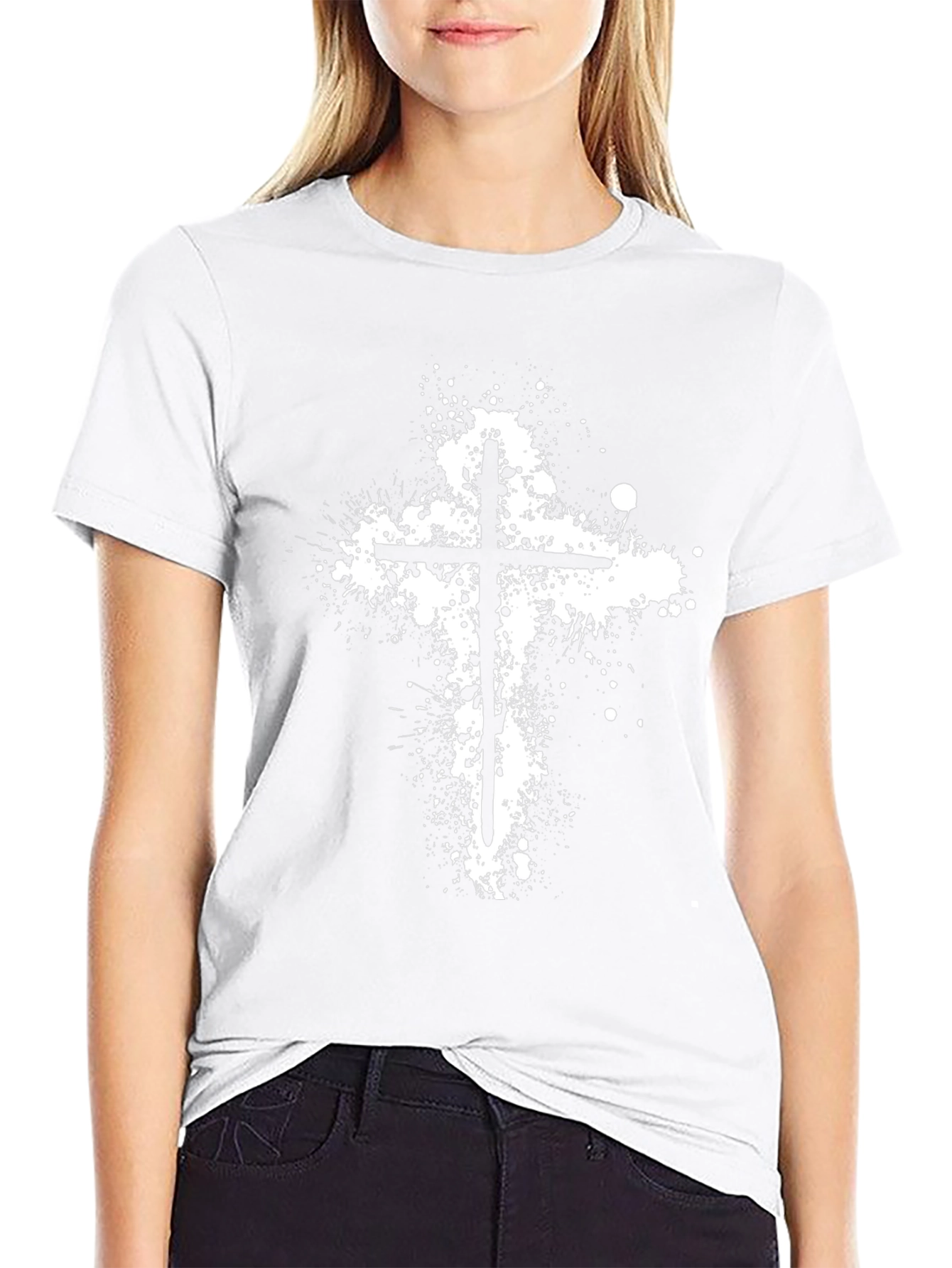 Grunge Cross T-Shirt - Black Cotton Blend