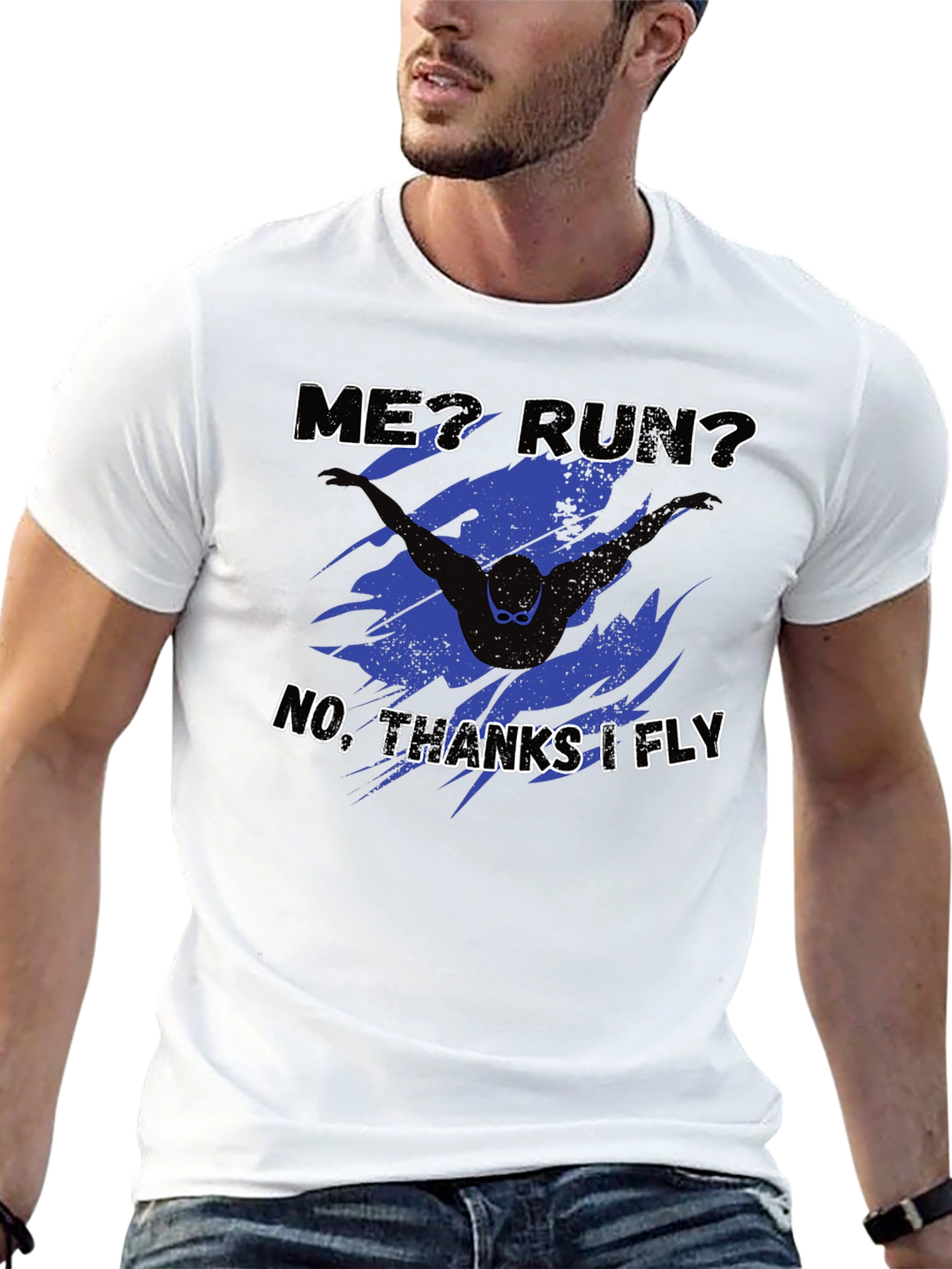 Funny Swimmer T-Shirt - No Running Just Flying!