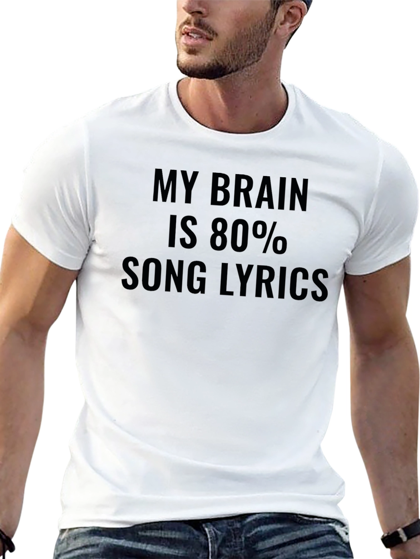 My Brain is 80% Song Lyrics Funny Graphic Tee