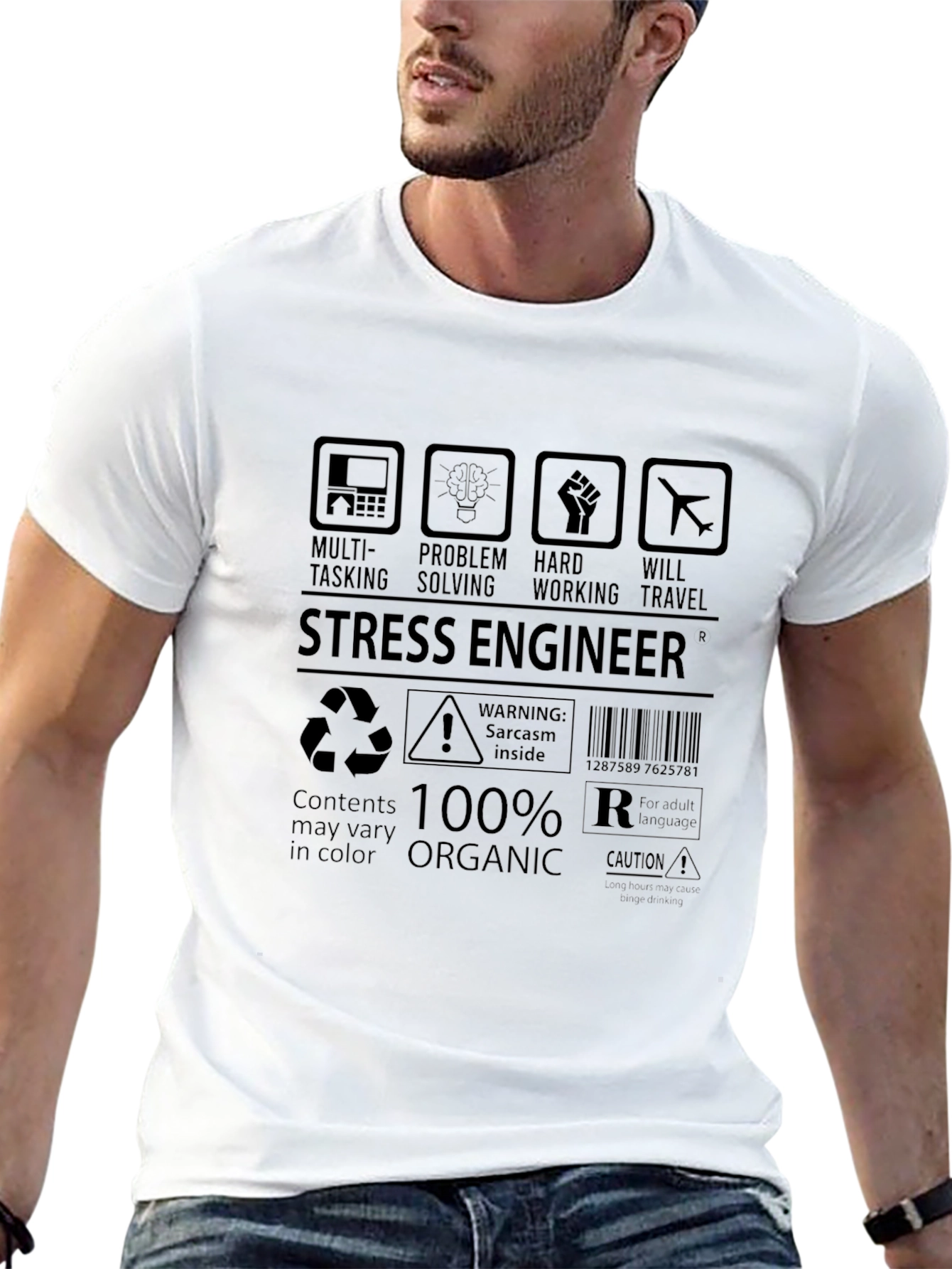 Stress Engineer Black Graphic T-Shirt
