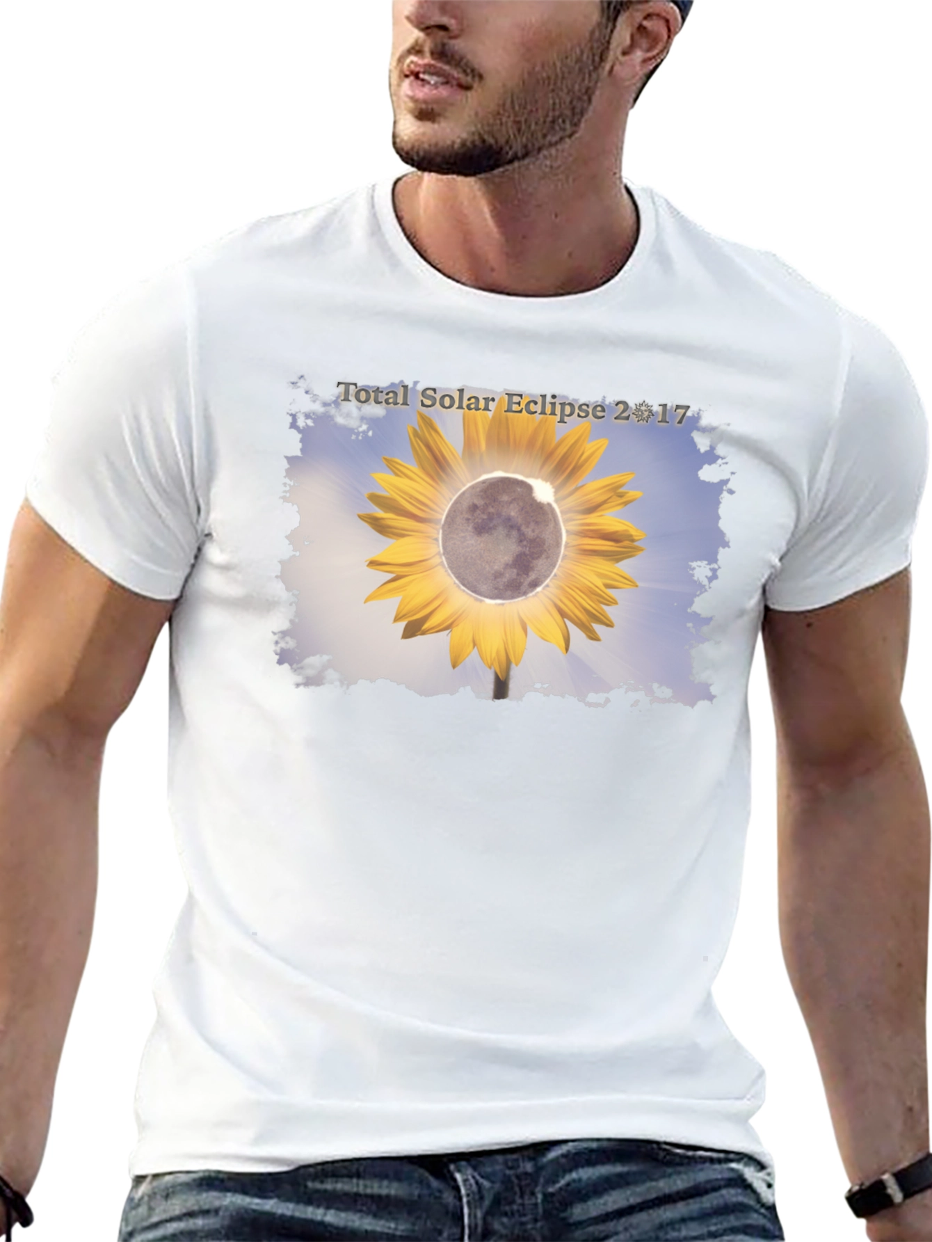 Total Solar Eclipse 2017 Sunflower Black T-Shirt