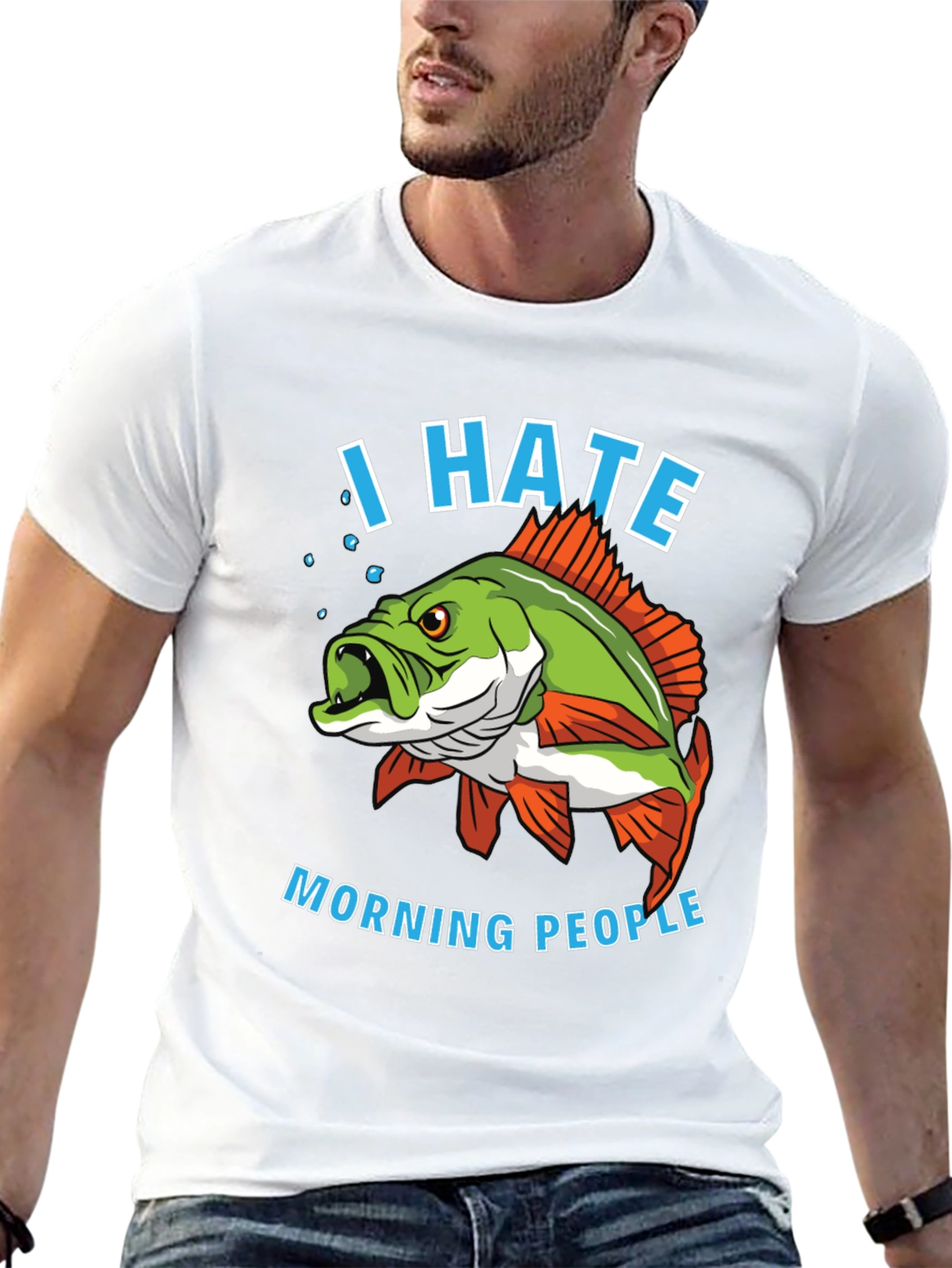I Hate Morning People Fish Graphic T-Shirt