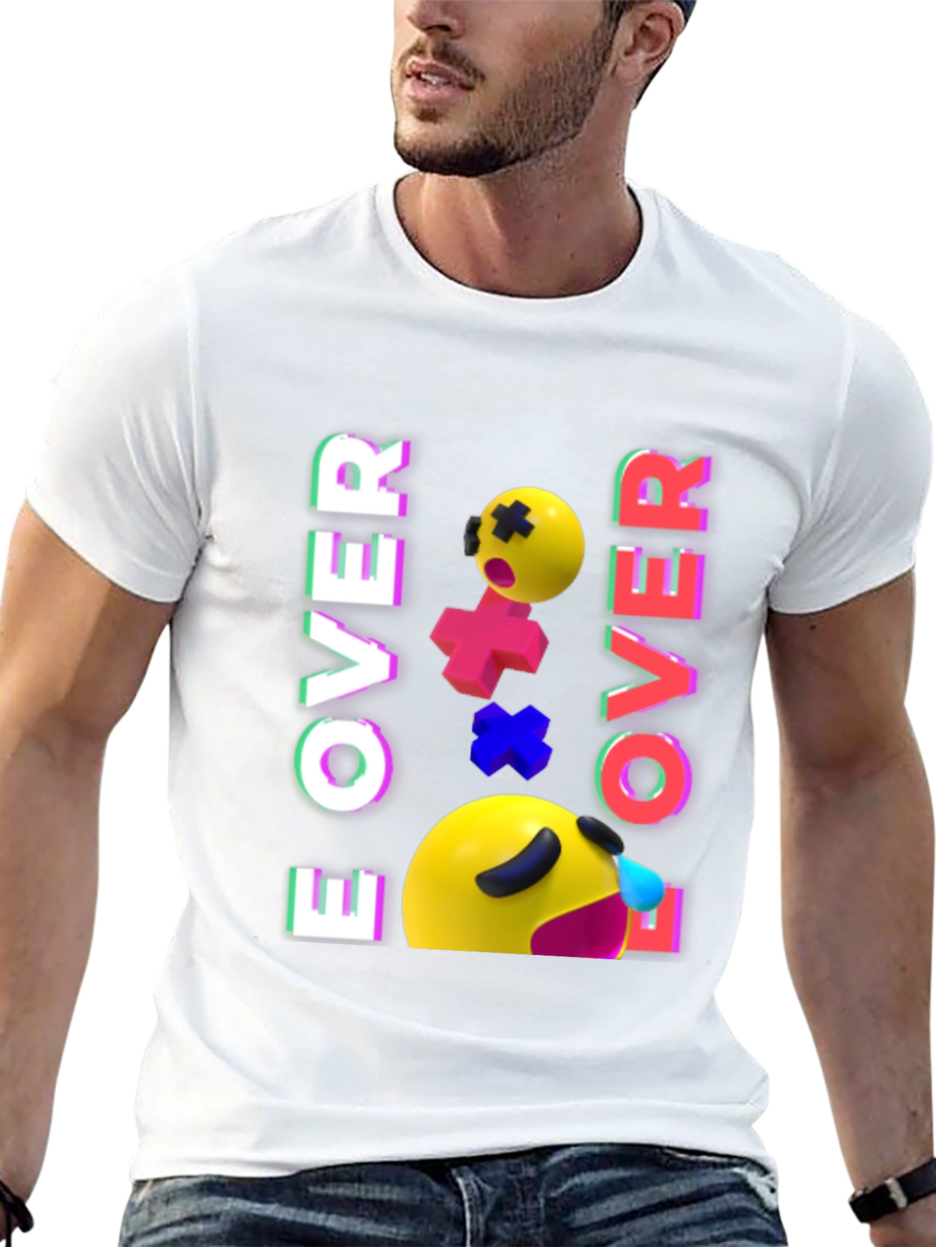 Game Over Emoji Black T-Shirt