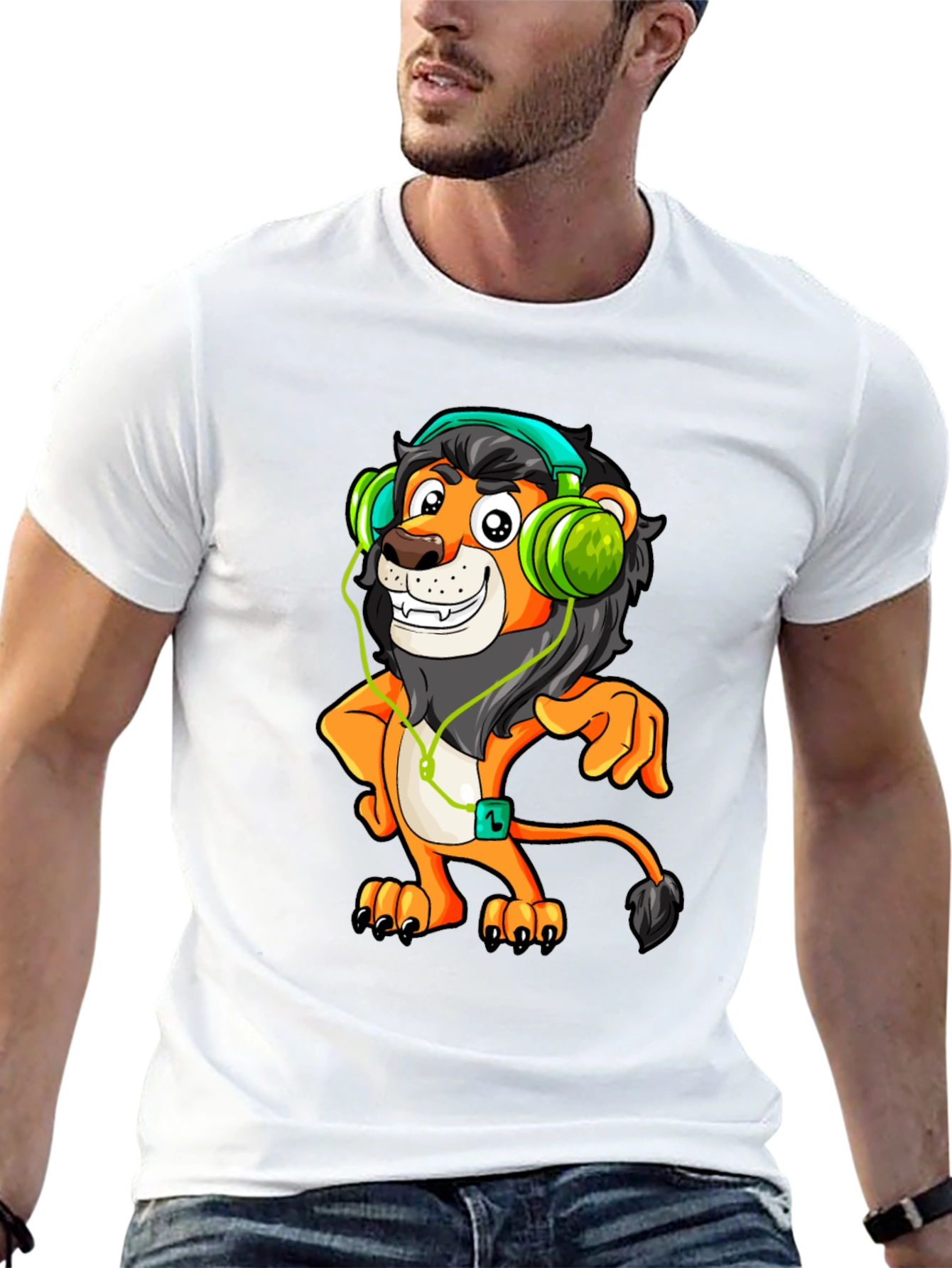 Lion Headphone T-Shirt - Fun Graphic Tee
