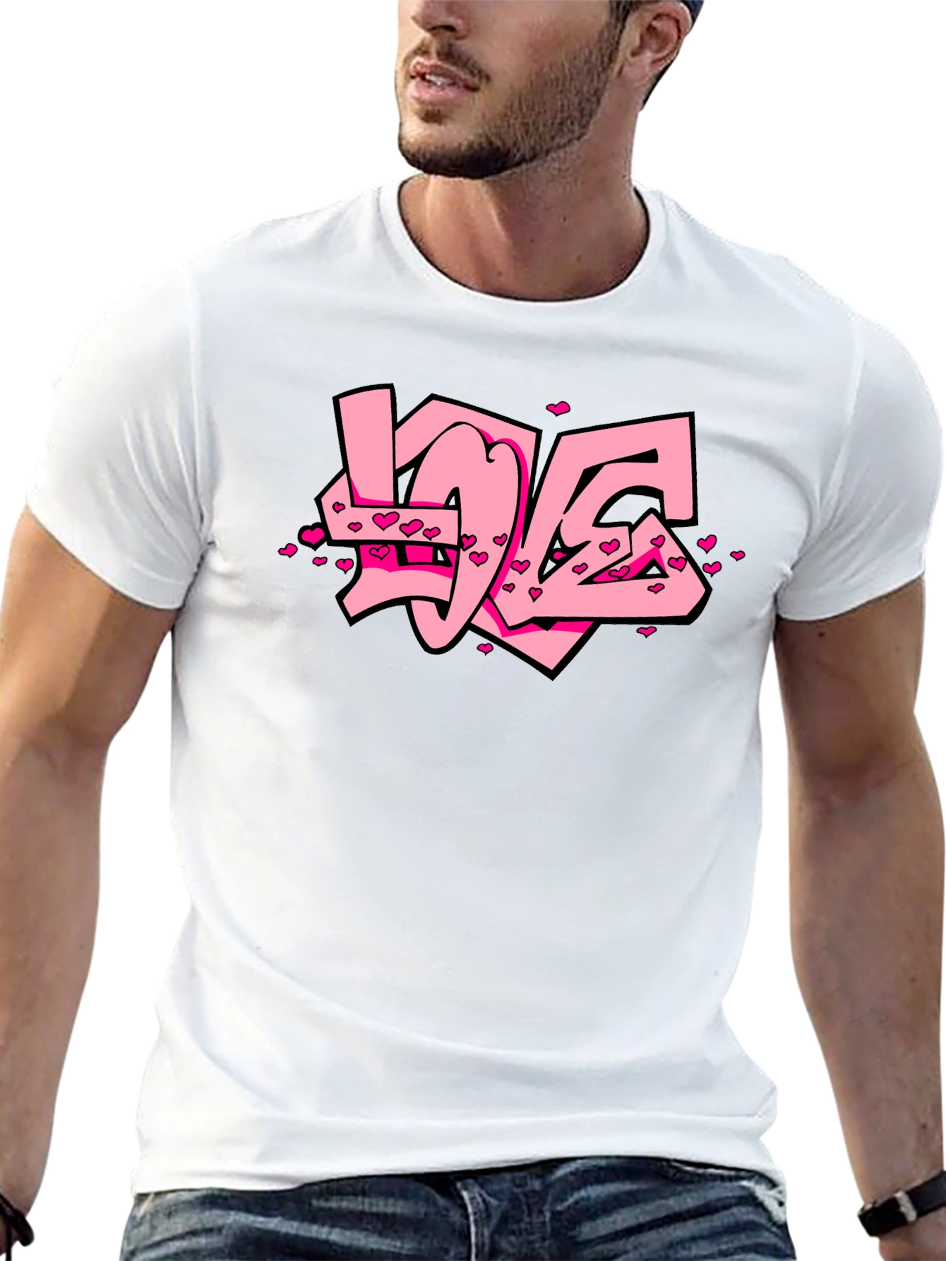 Love Graffiti Black T-Shirt Valentines Day Gift