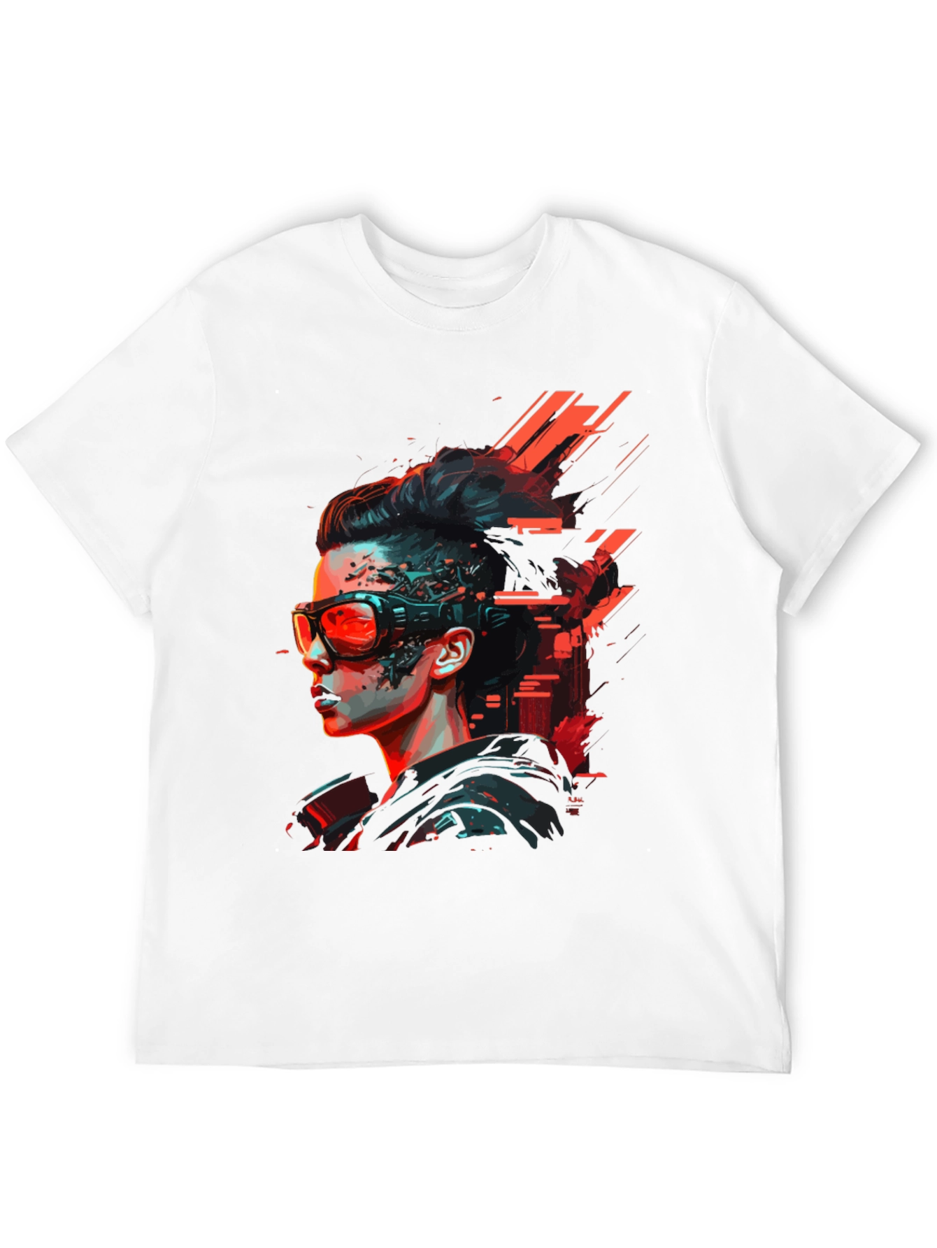 Cyberpunk Woman Graphic Tee - Futuristic Style
