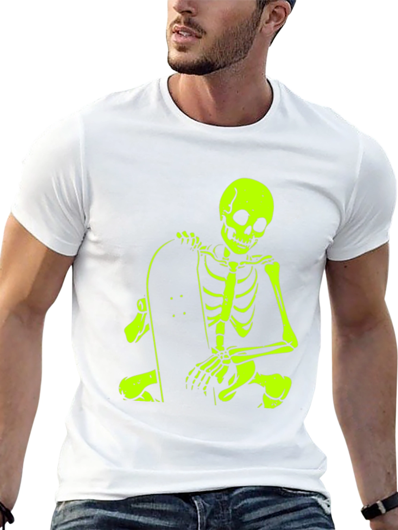 Skeleton Skateboarder Graphic Tee - Black