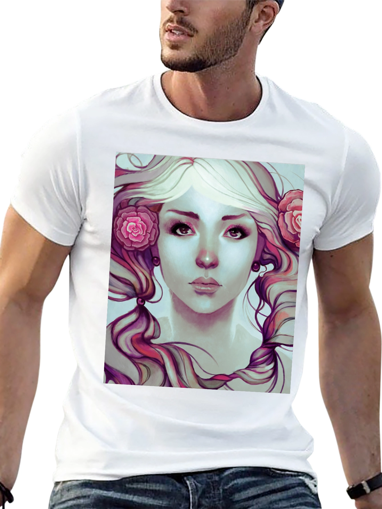 Floral Beauty Graphic Tee - Soft Black Cotton