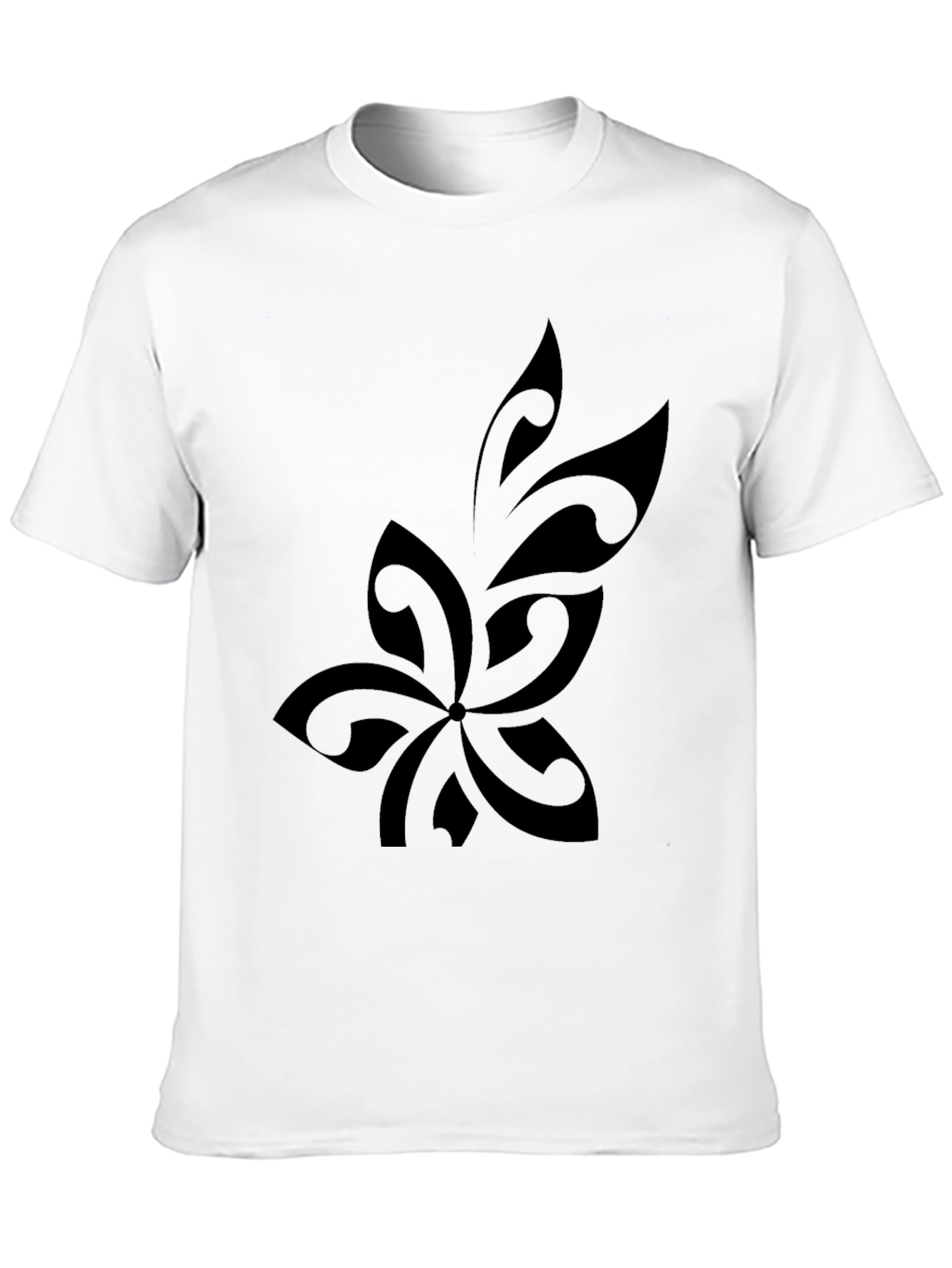 Stylish Black T-Shirt with Tribal Flower Design